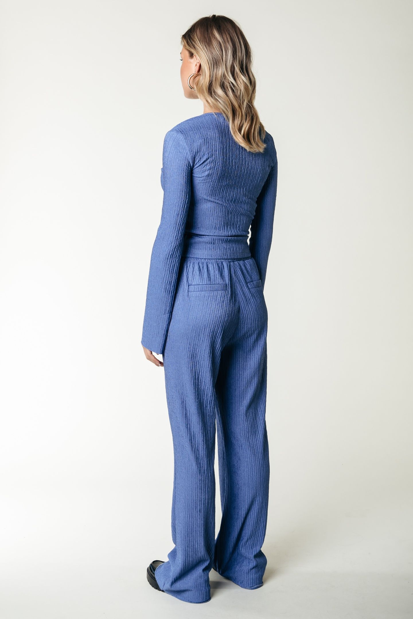 MELODY STRUCTURE STRAIGHT PANTS RAIN WASHED BLUE 2