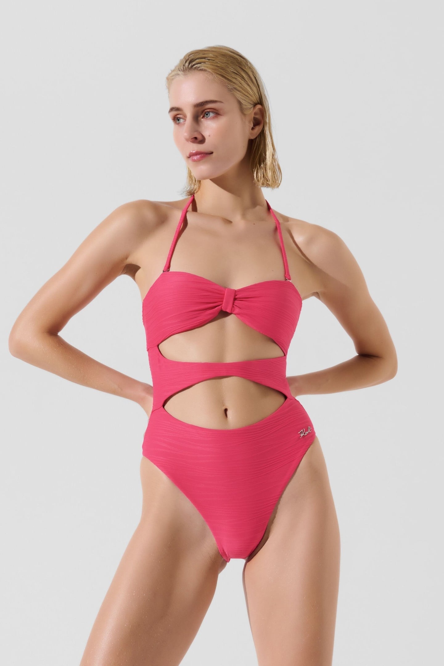 KARL RIB RIO SWIMSUIT BRIGHT ROSE 1