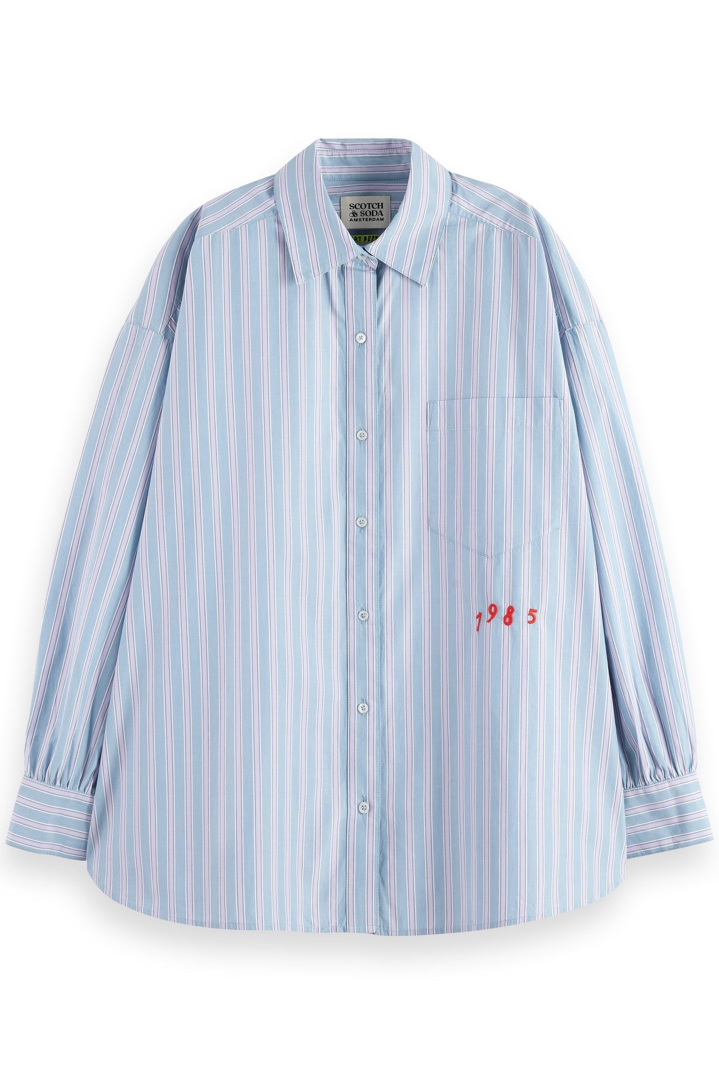 EMBROIDERED GIRLFRIEND SHIRT FADED DENIM LAVENDER STRIPE 4
