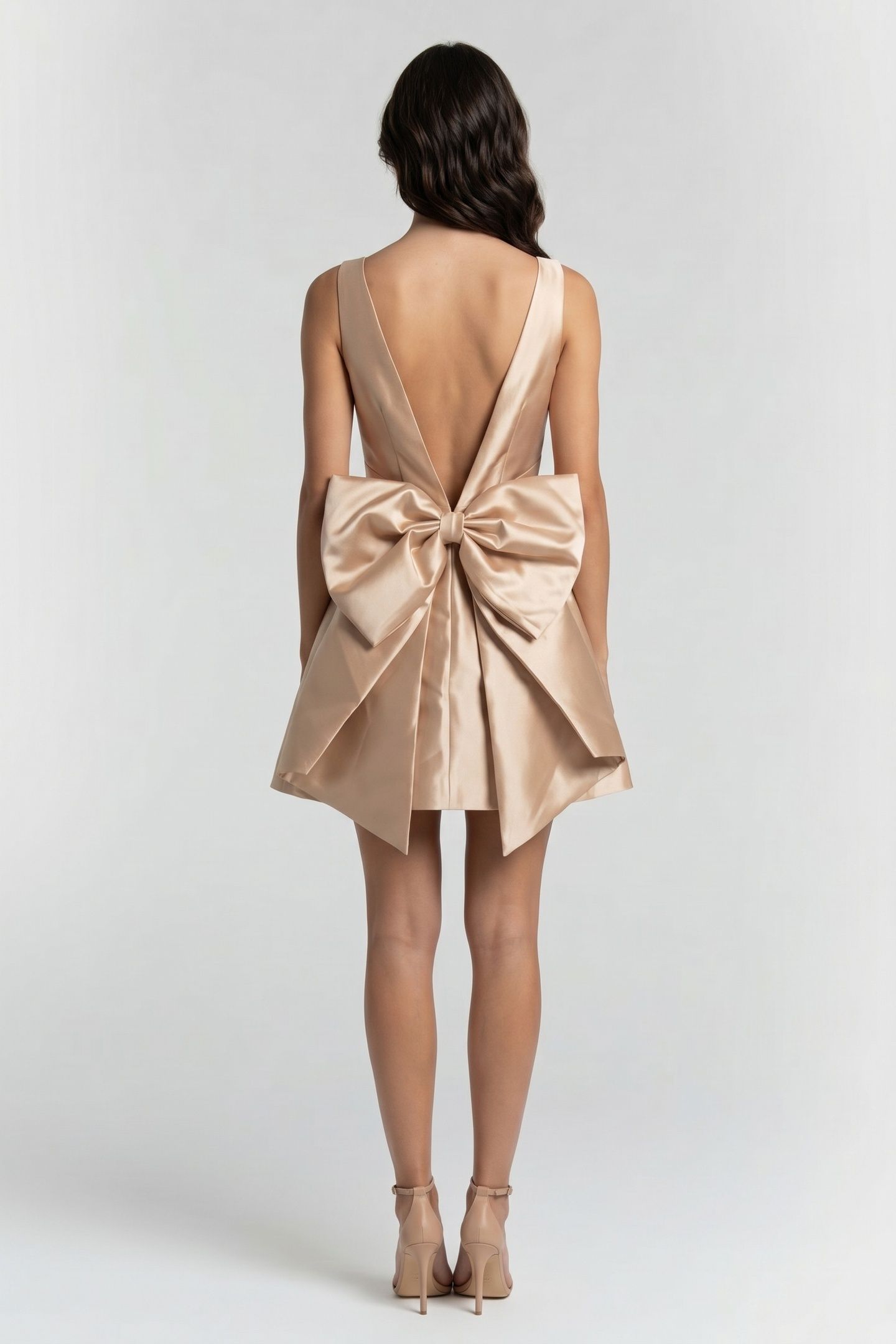 BOW DETAIL MINI DRESS GOLD 2
