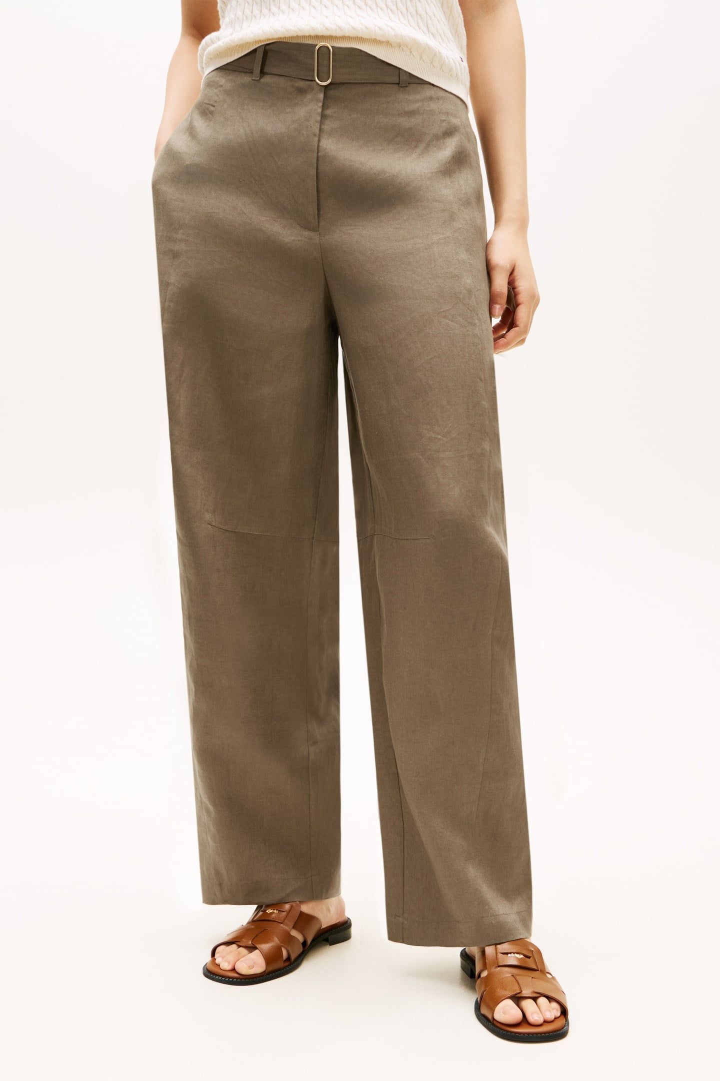 LINEN UTILITY BARREL JEANS MEDITERRANEAN OLIVE 1
