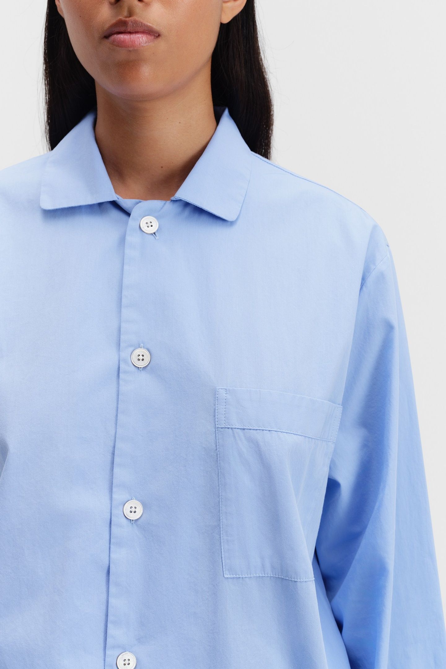 UNISEX POPLIN, PYJAMAS SHIRT CORNFLOWER BLUE 3