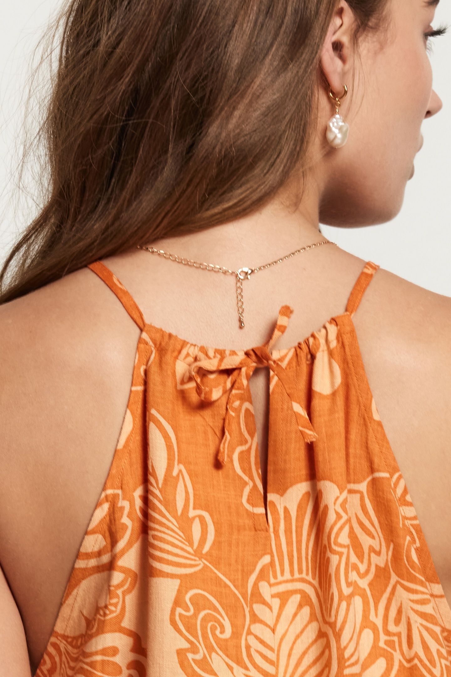 MEDELLIN DRESS ARTSY LEAVES FRESH APRICOT ORANGE 5