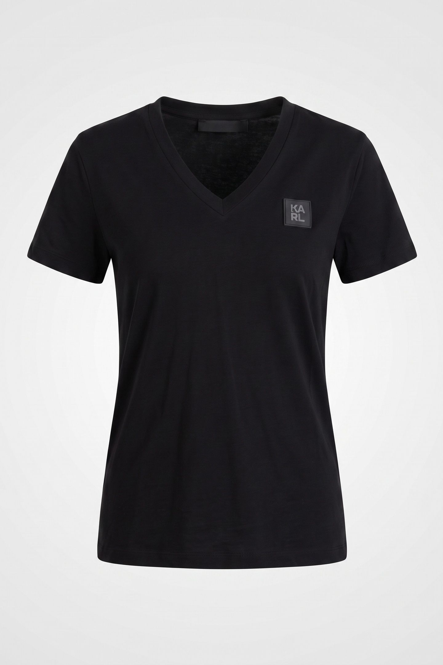 RUBBER PATCH V-NECK T-SHIRT BLACK 6