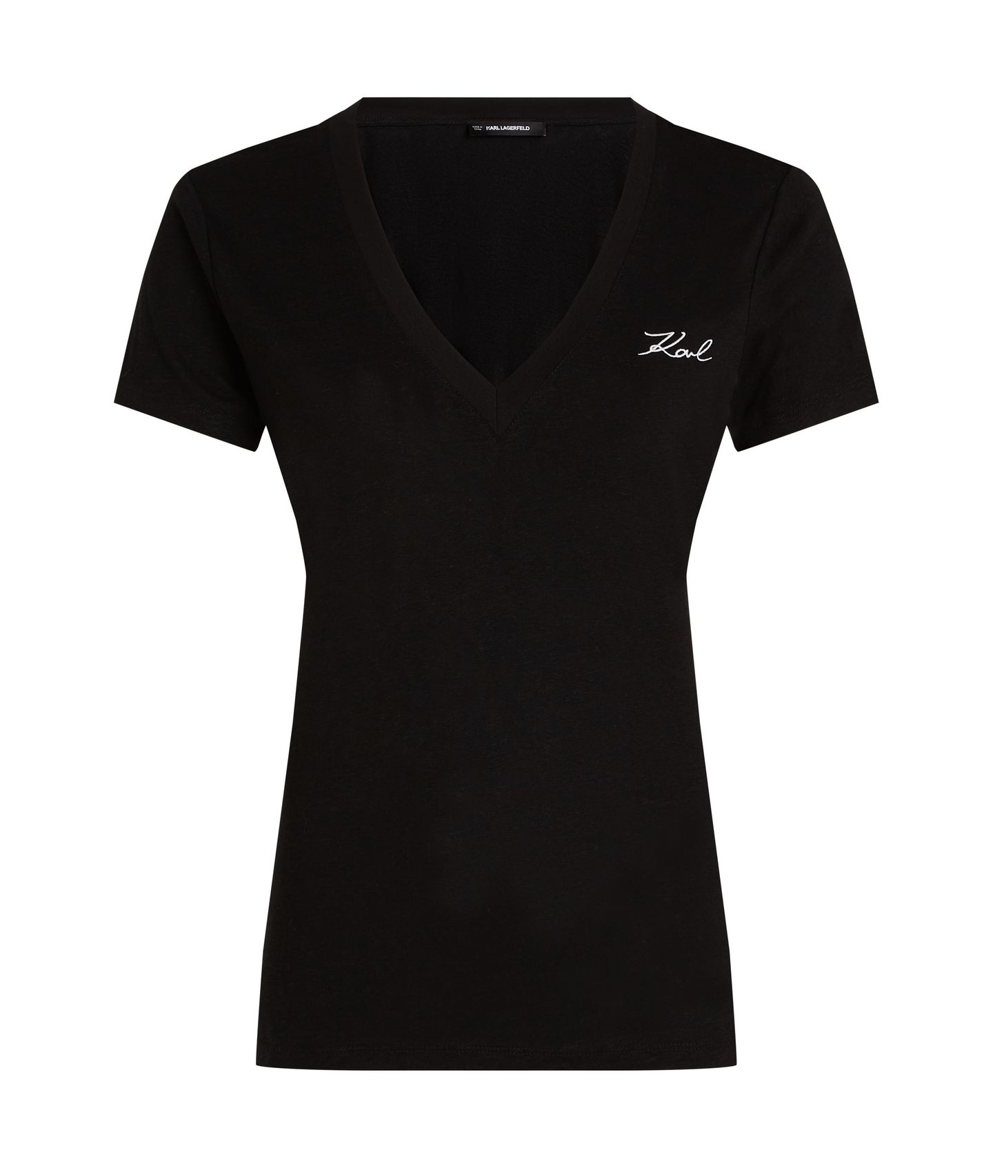 LINEN BLEND V-NECK T-SHIRT BLACK 5