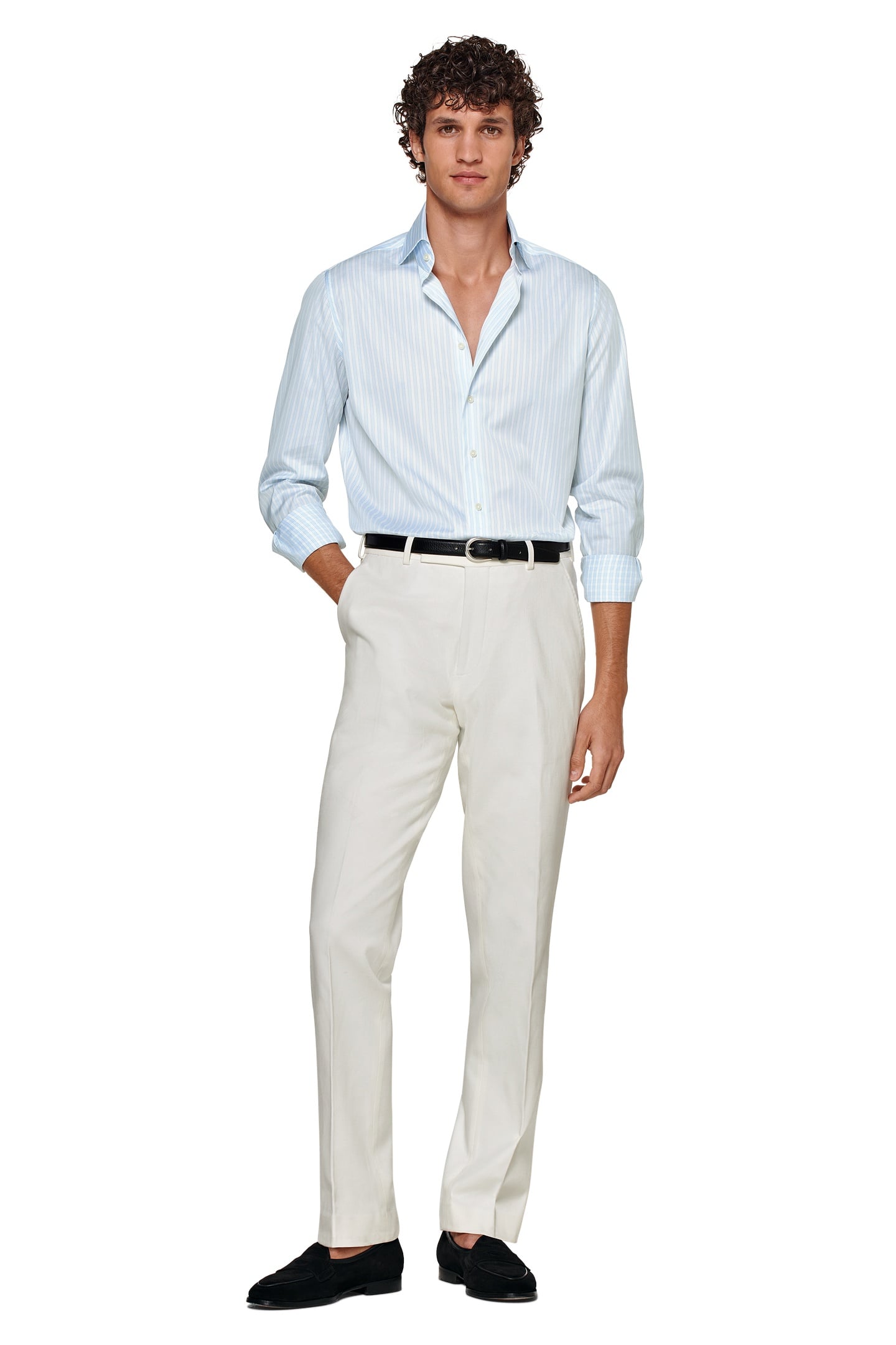 CUTAWAY RETRO STRIPE WHITE FORMAL SHIRTS LIGHT BLUE 1
