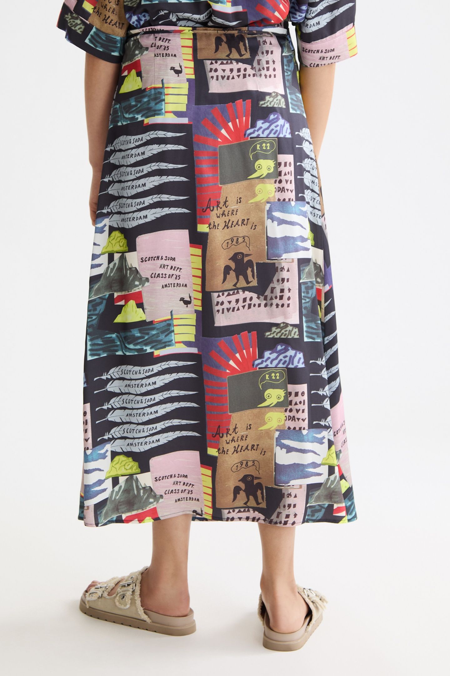 HIGH RISE MIDI WRAP SKIRT ART DEPT COLLAGE MULTICOLOR 3