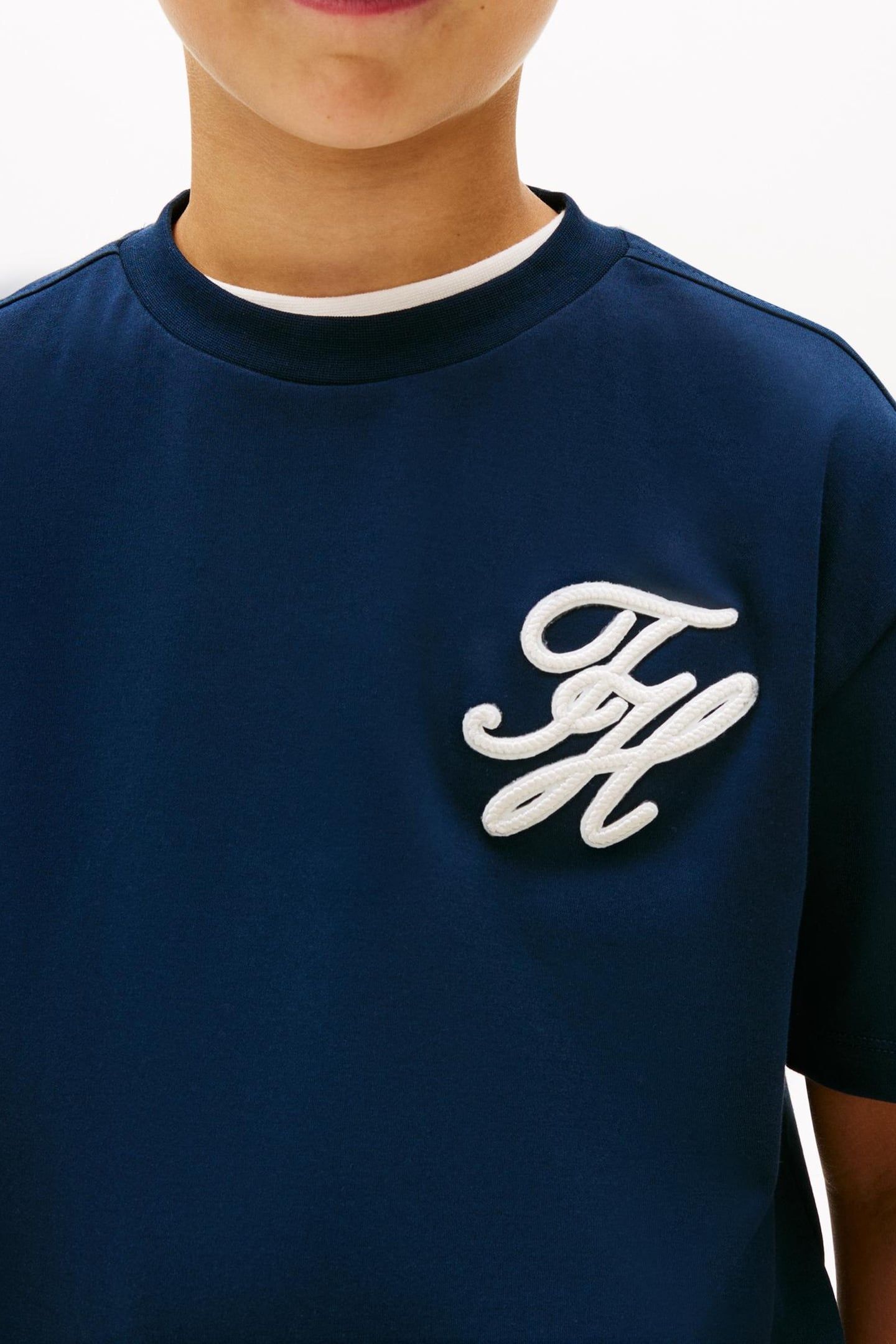 BOYS TH SCRIPT INTERLOCK T-SHIRT DARK NIGHT NAVY 5