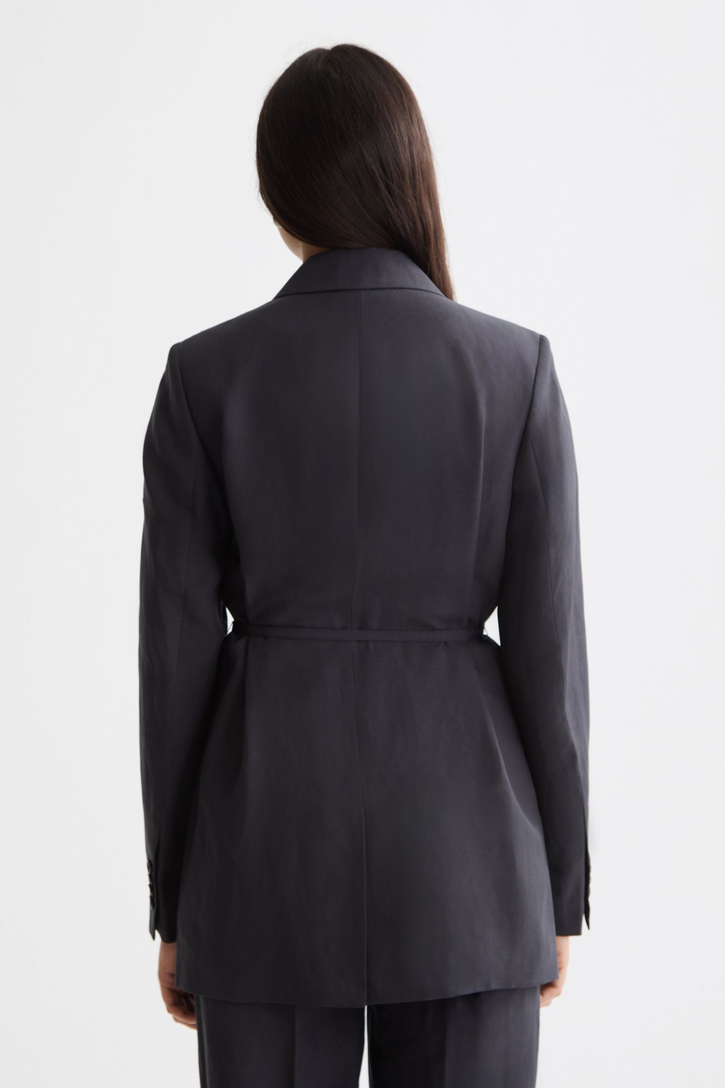 DOUBLE BREASTED BELTED DRAPEY BLAZER CHARCOAL ART 3