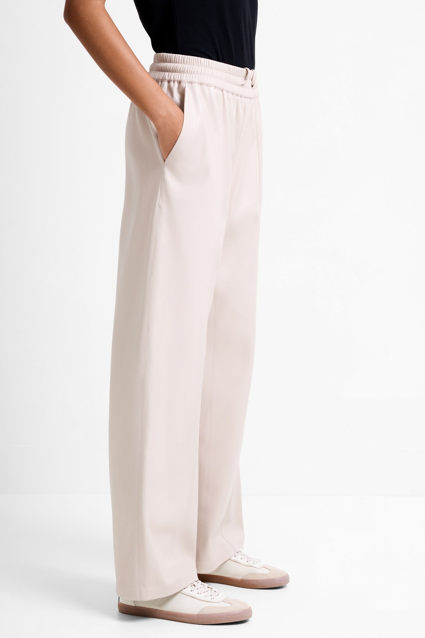 TASHER WIDE LEG PU TROUSER TAUPE GREY 3