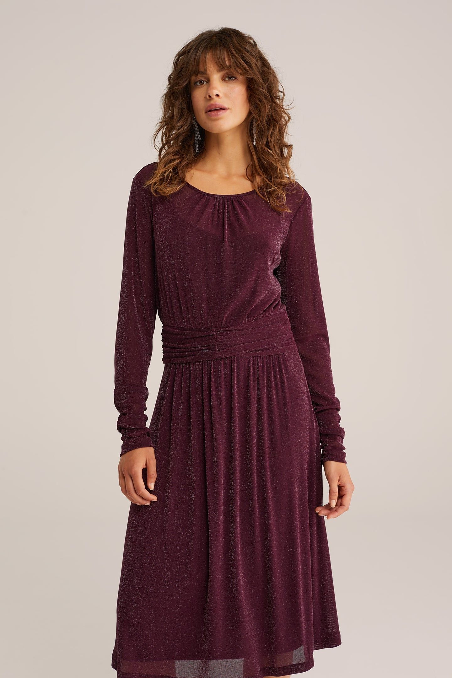 DRESS MID LENGTH BURGUNDY RED 3