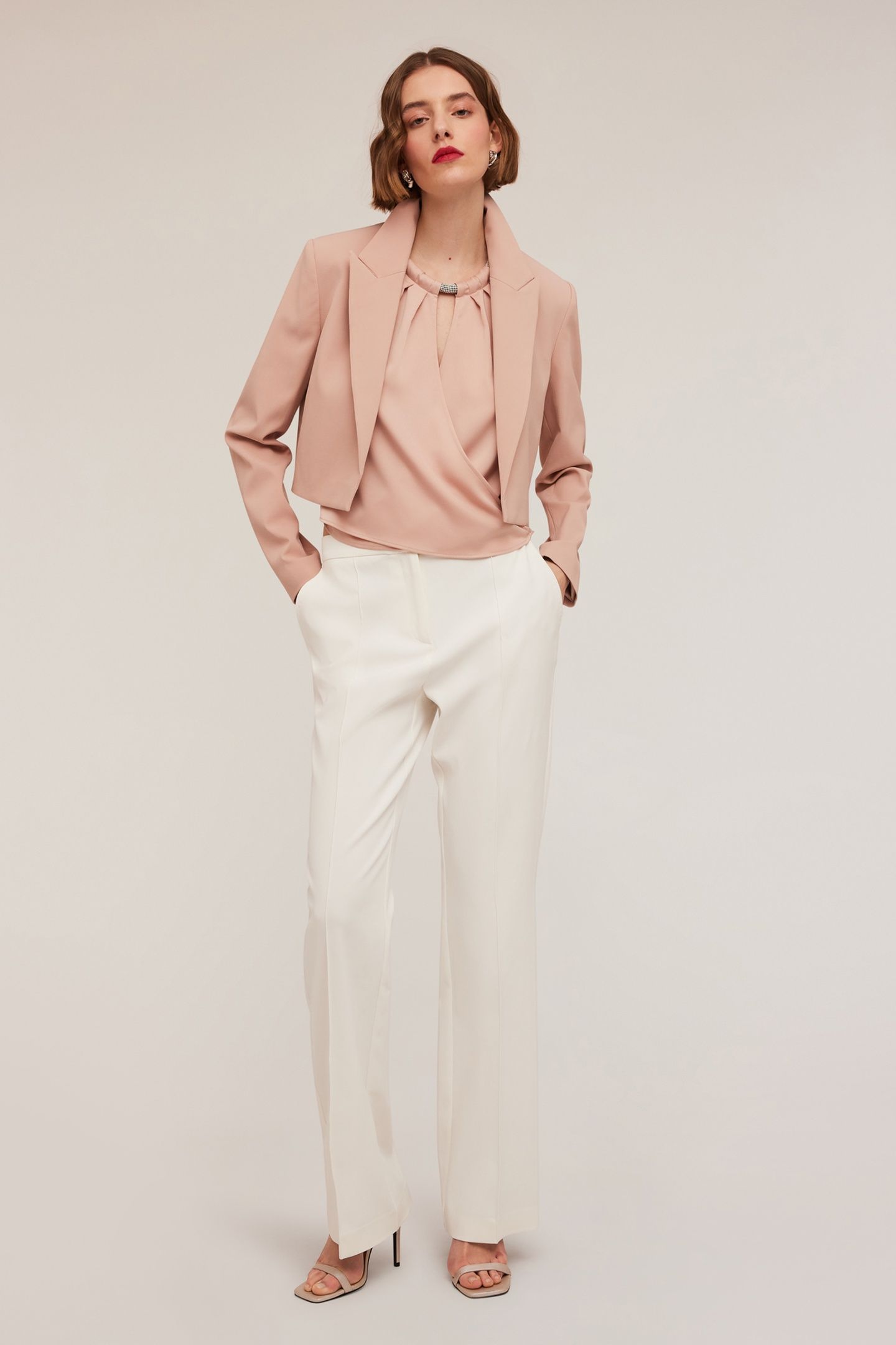 COTTON BLEND CANVAS SPENCER JACKET POWDER PINK 3