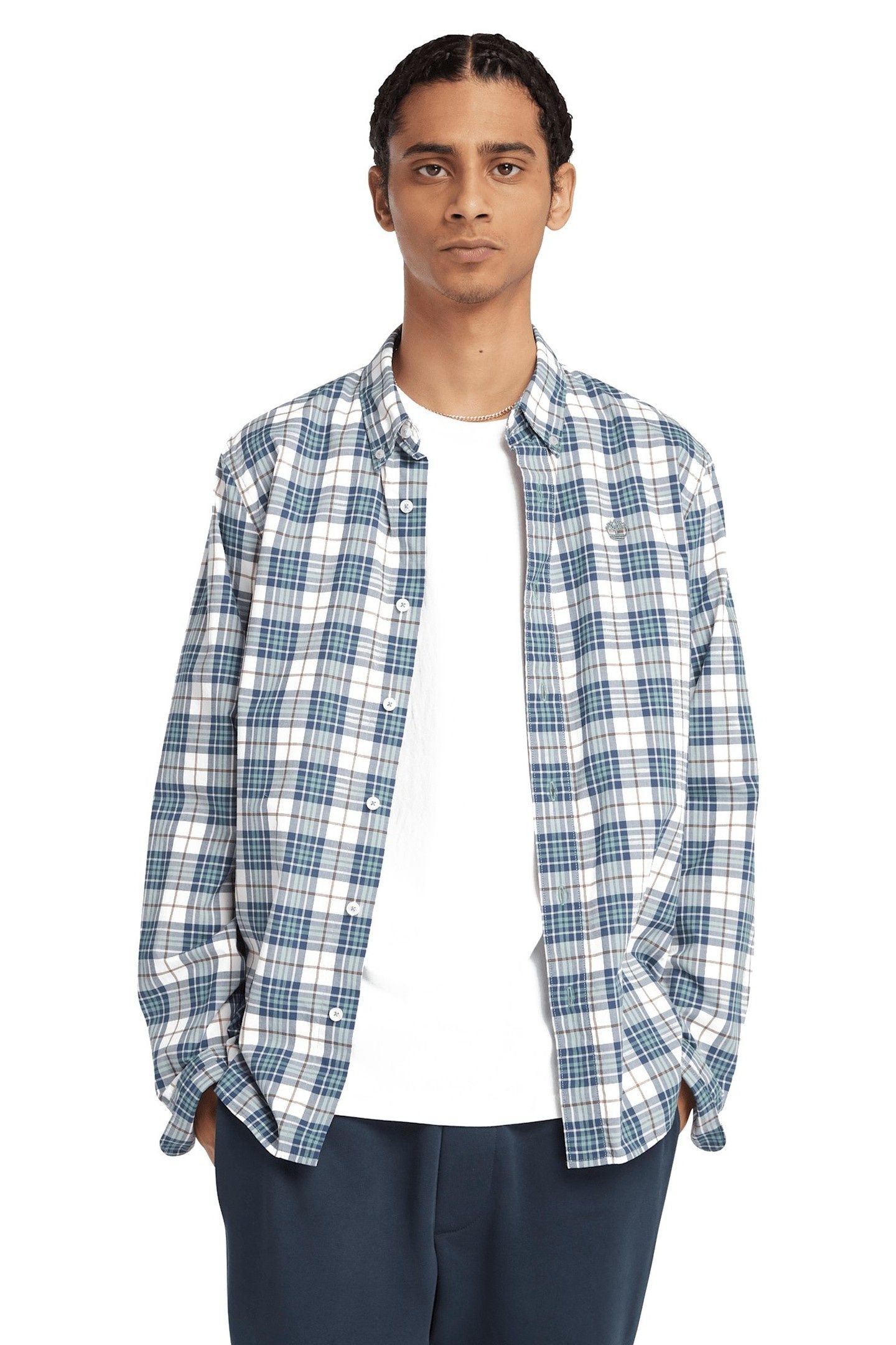 LS STRETCH POPLIN TARTAN SHIRT SLIM TRELLIS YD 2