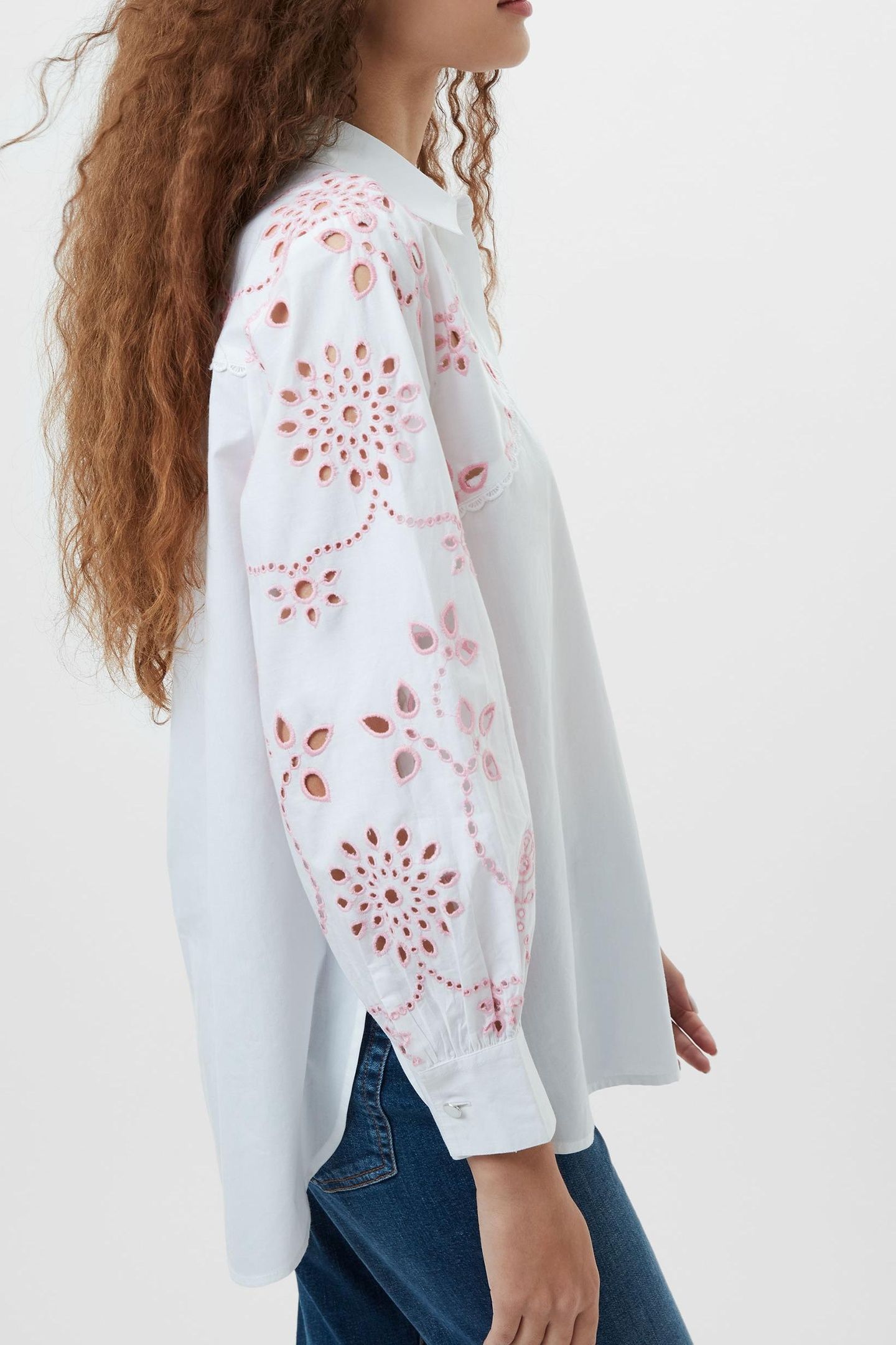 CAMBRIA COTTON EMBROIDERED SHI LINENWHITE/BUBBLEGUM 2