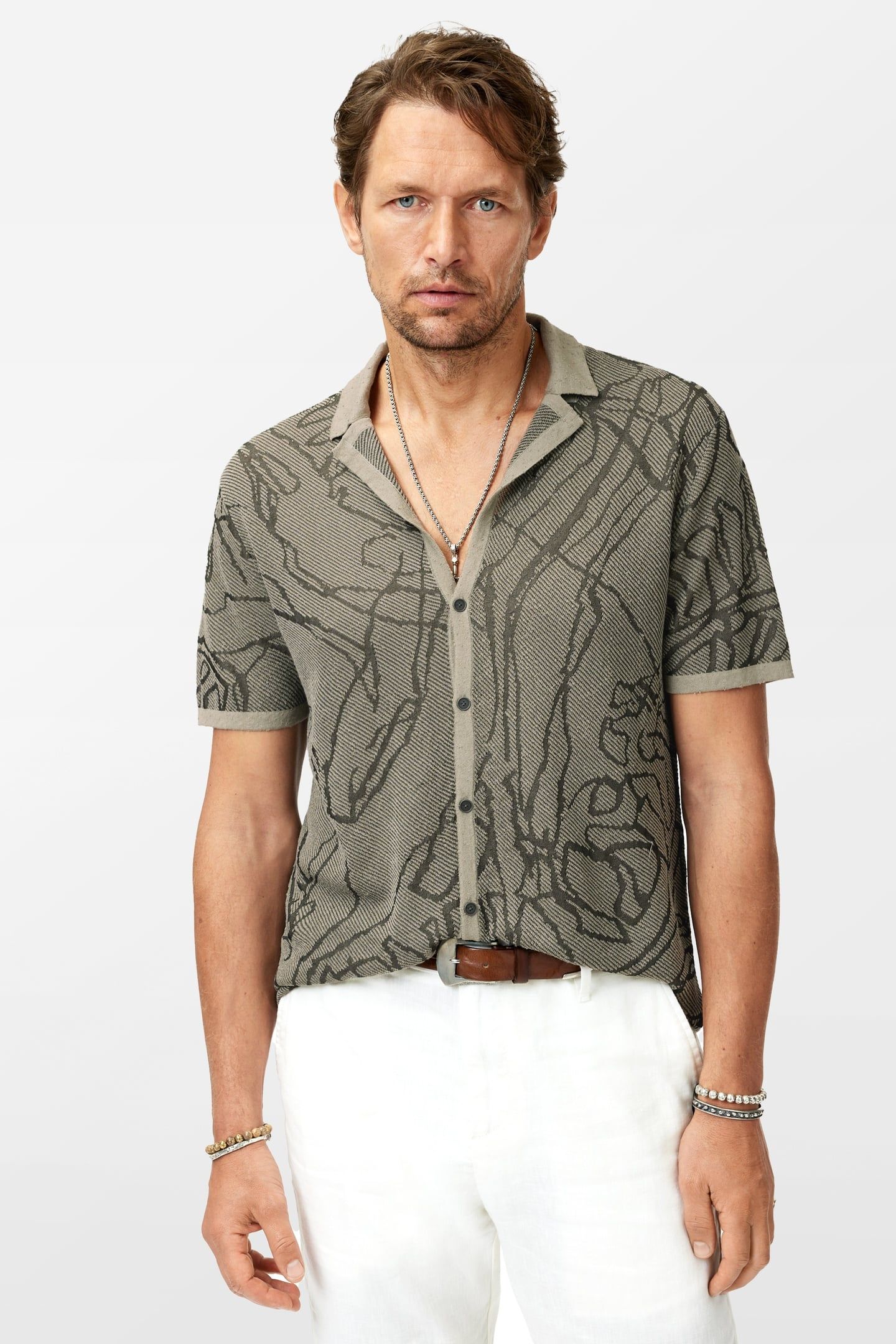 HOLT HAND DRAWING JACQUARD CAMP COLLAR SPRUCE 1