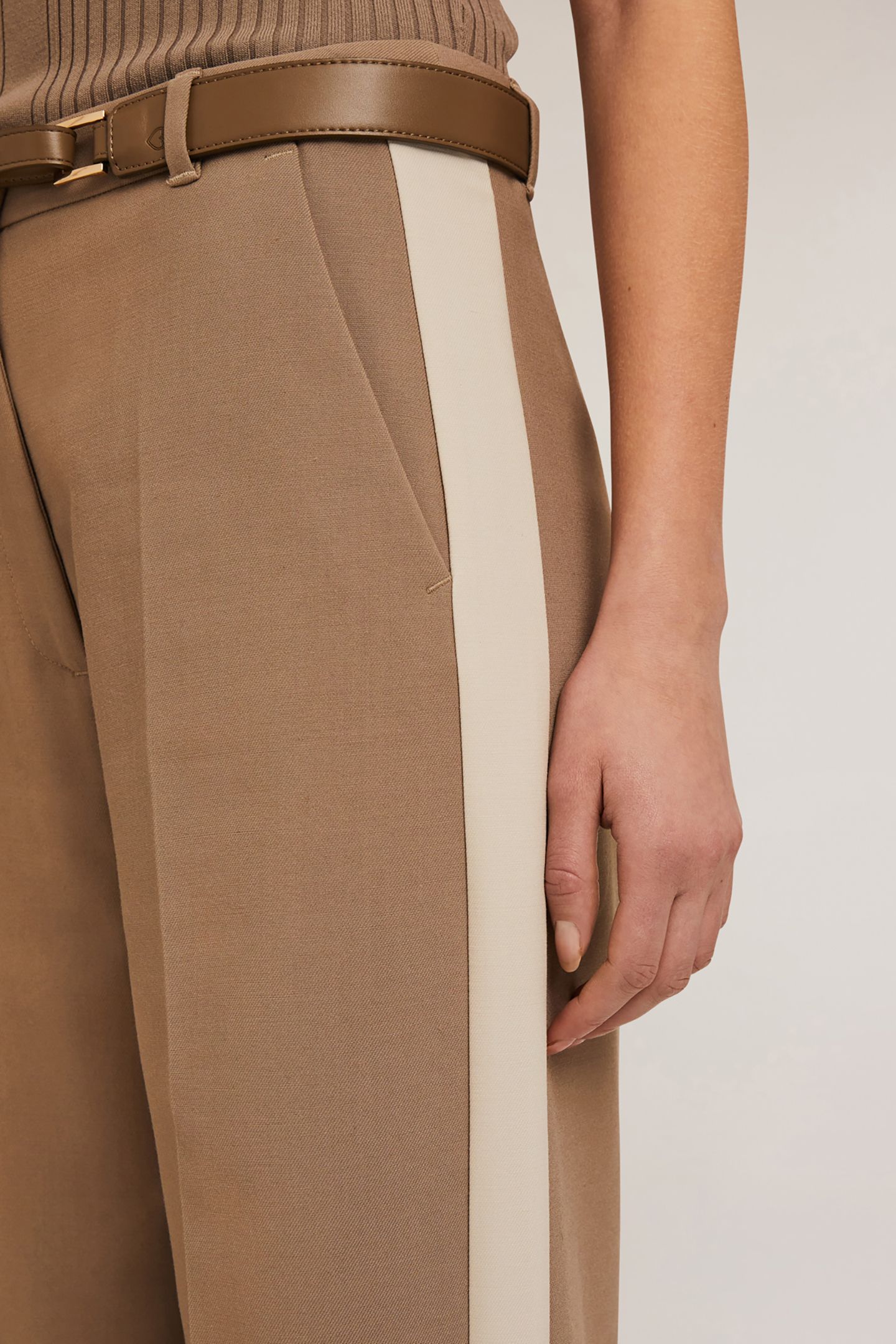 PALAZZO TROUSERS WITH SIDE BAND BROWN 5