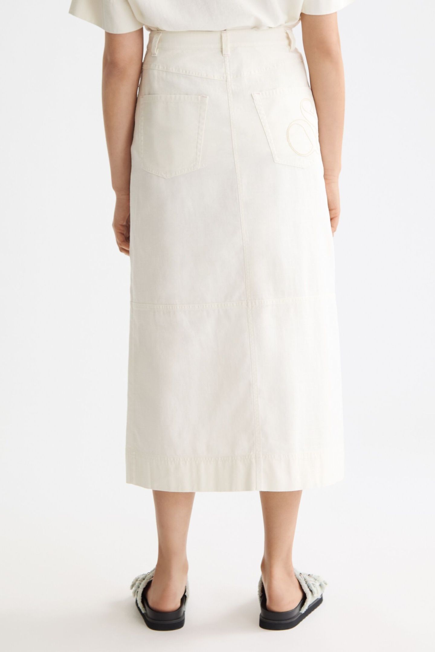 WORKWEAR MIDI SKIRT WITH FRONT SLIT EGGNOG 4