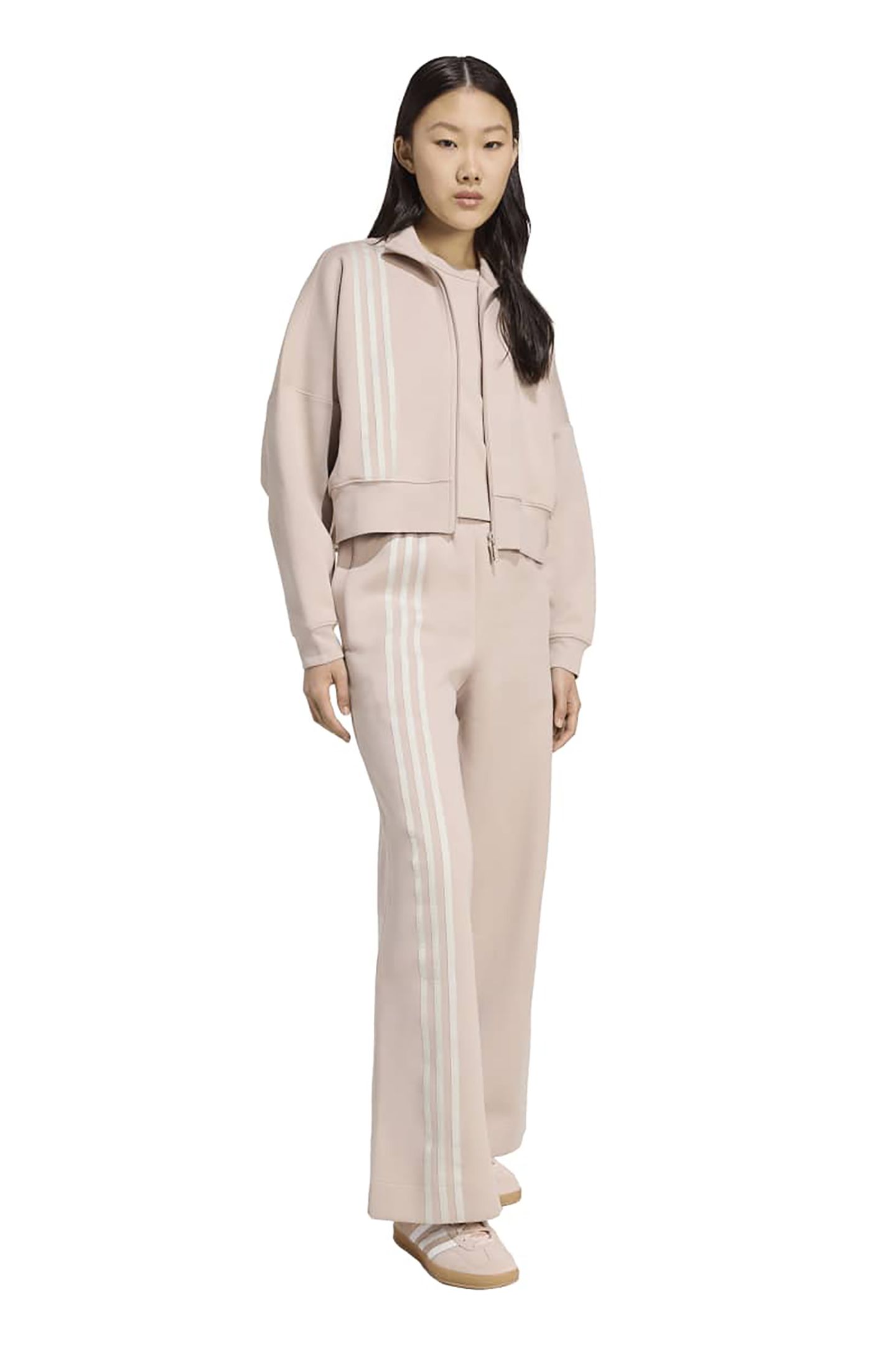 ORIGINALS OFF PLACED 3 STRIPES ZIP UP WONDER TAUPE 3