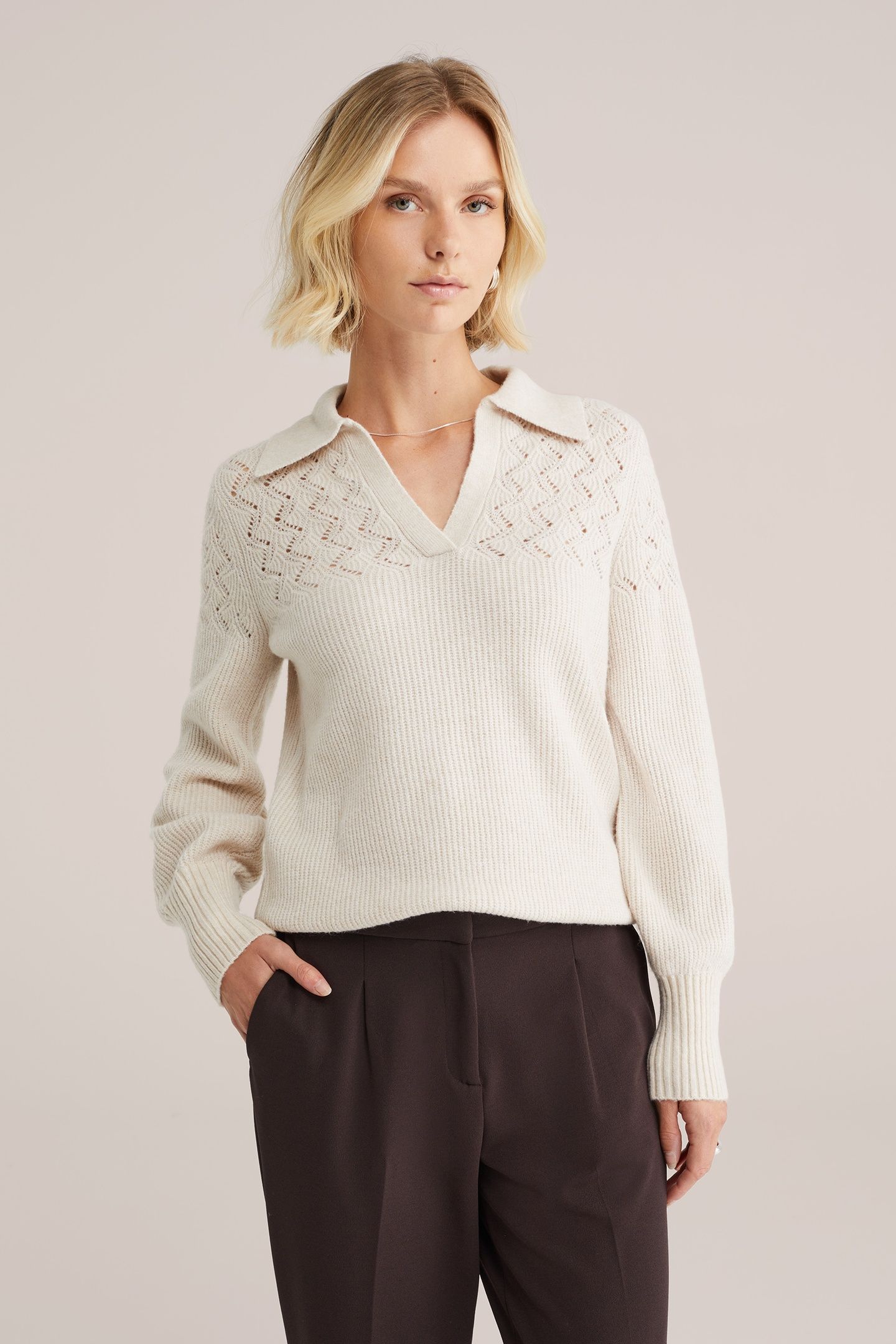 KNITTED PULLOVER BEIGE 1