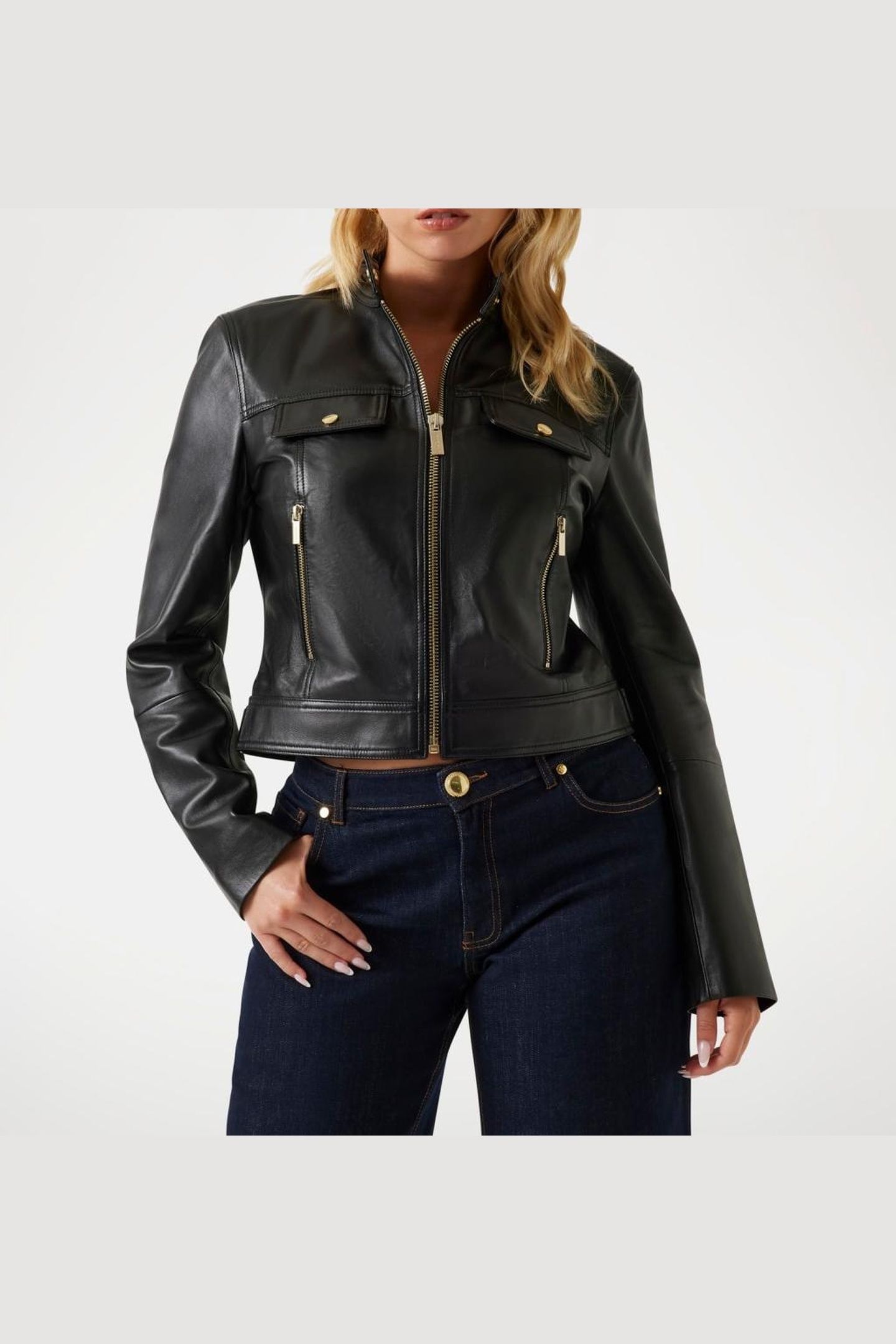 LANA LEATHER FITTED JET BLACK A996 2