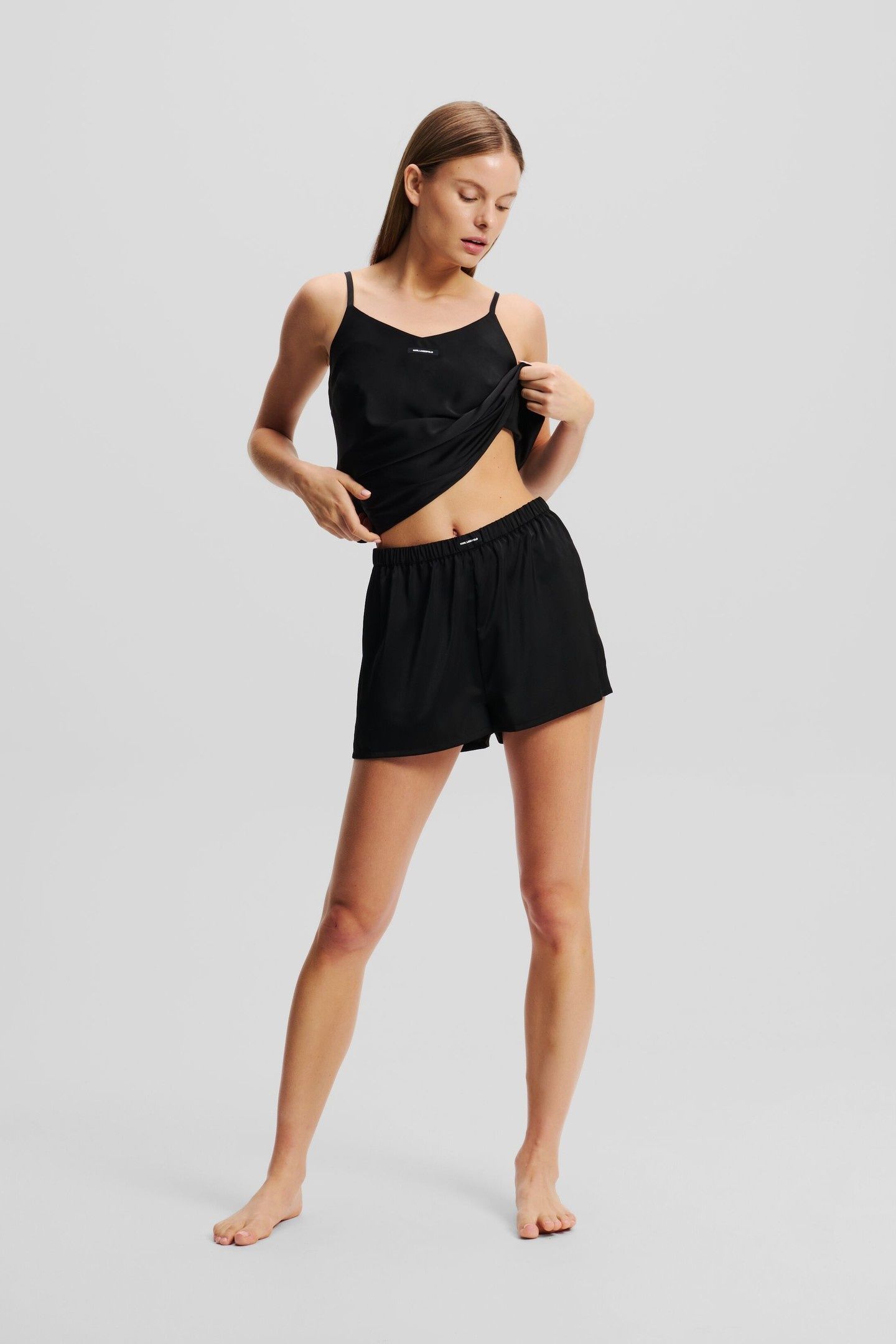 ESSENTIAL LOGO SATIN PJ SET BLACK 2