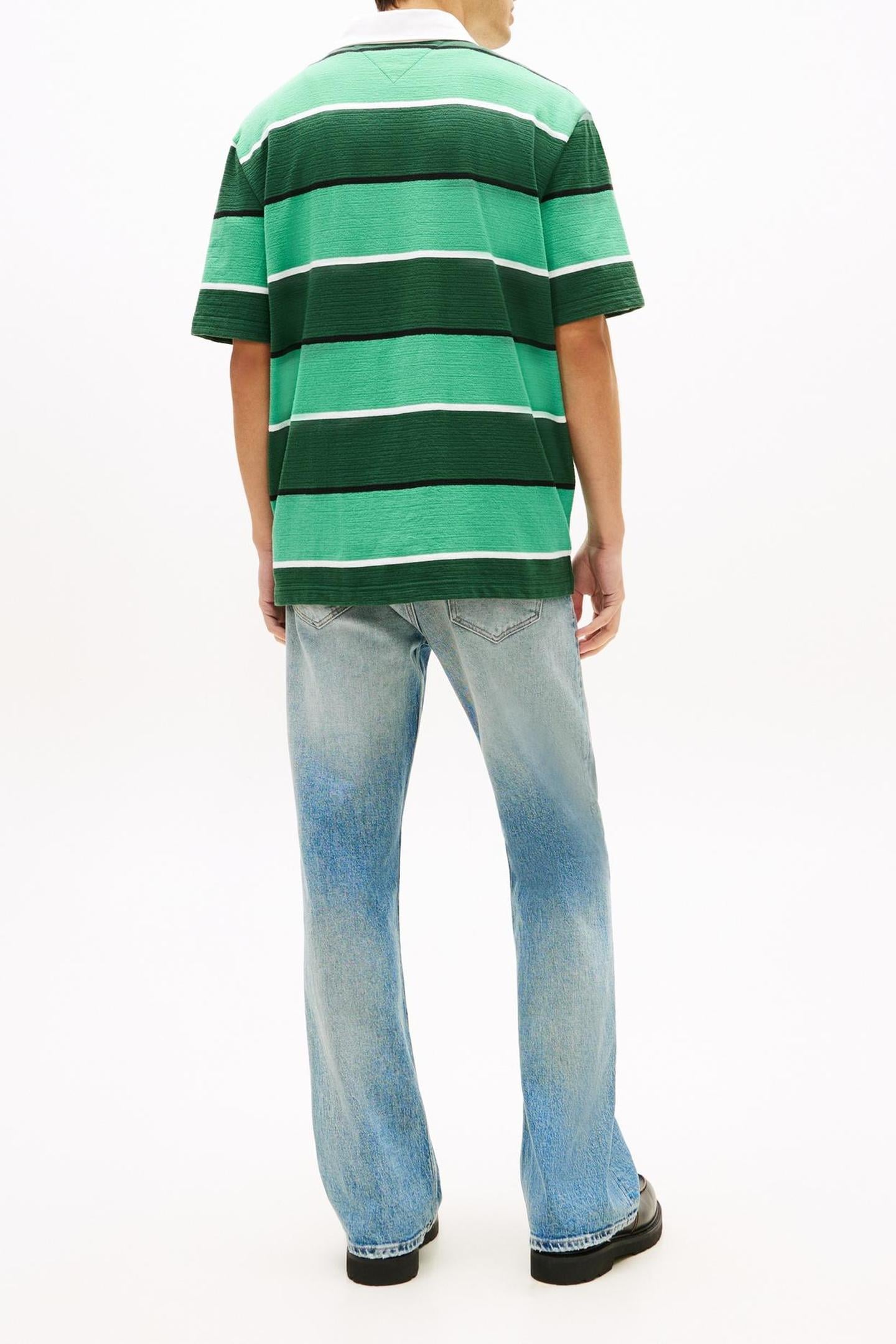 TJM RELAXED SS STRIPE POLO SHADOW PINE STRIPE 3