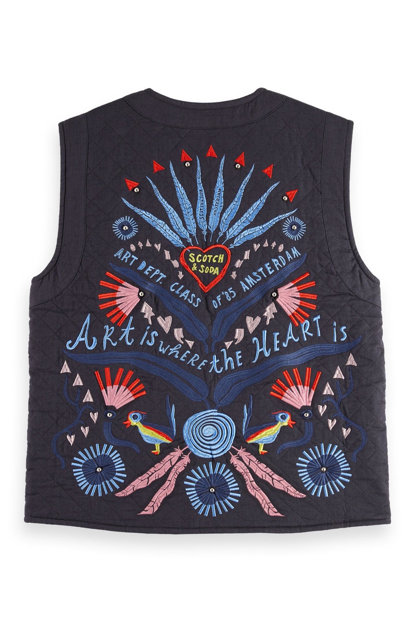EMBROIDERED GILET CHARCOAL ART 6
