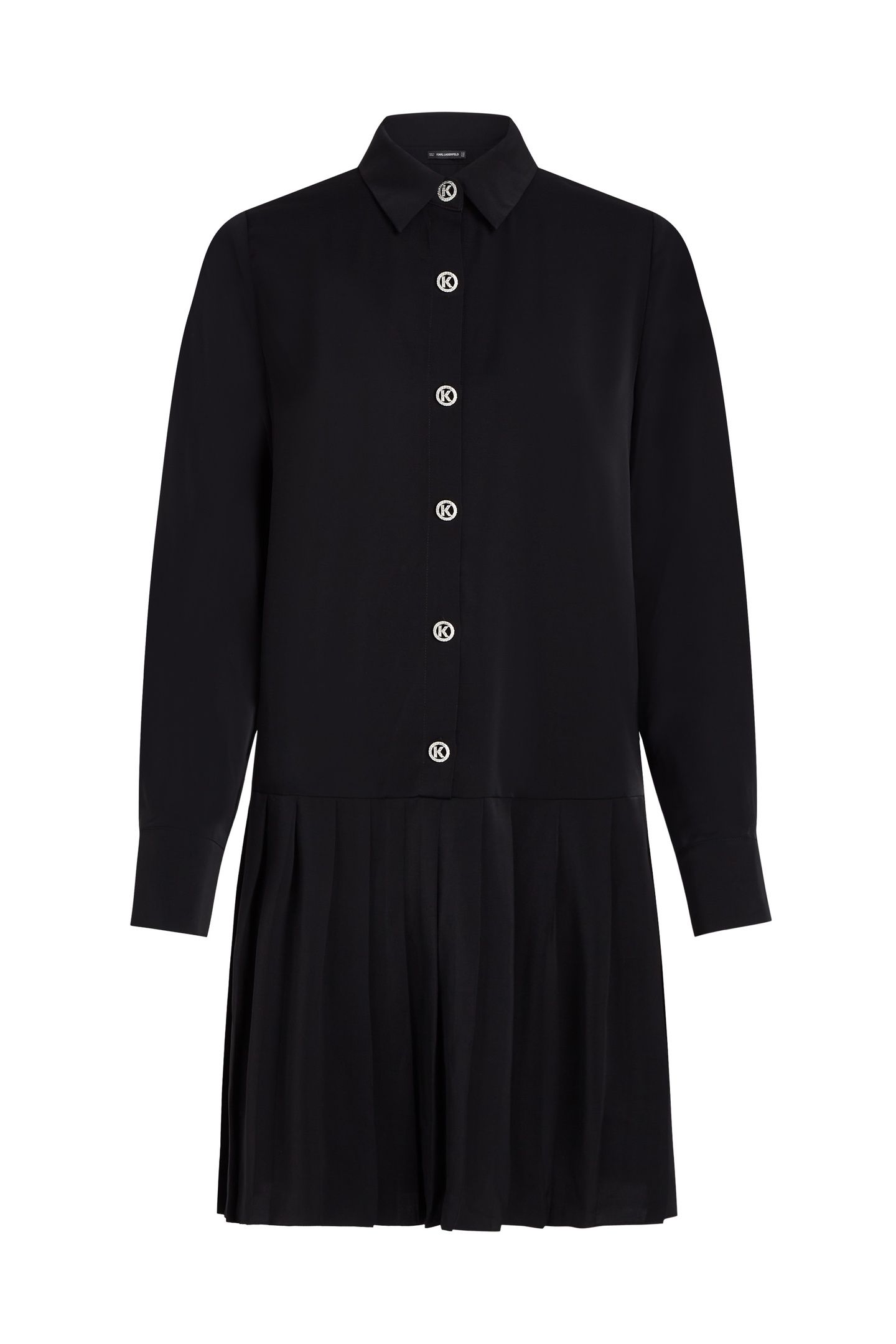 K BUTTONS PLEATED MINI DRESS BLACK 3
