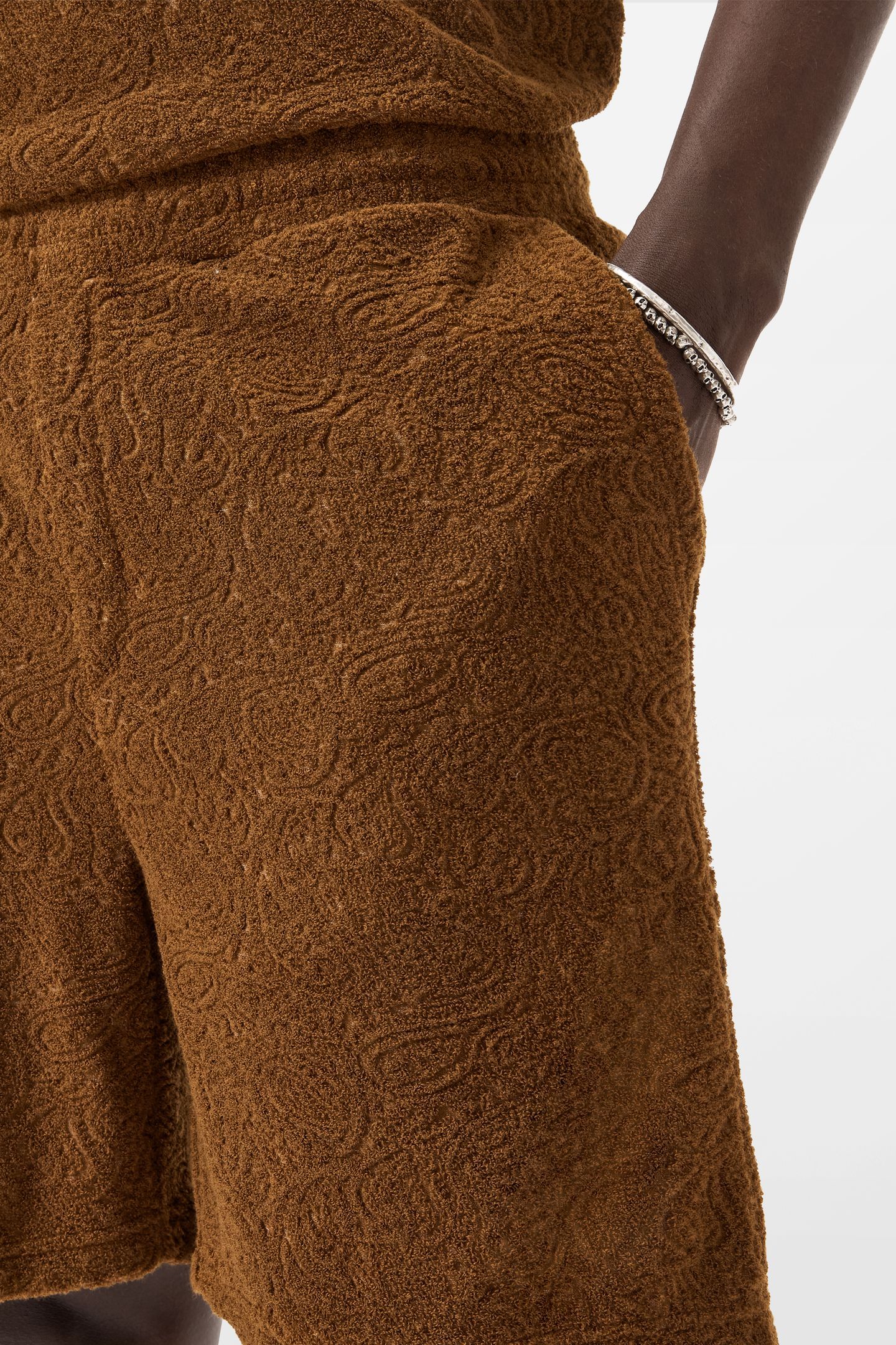 YEAGER TEXTURE TERRY TOWEL SHORTS SIENNA BROWN 3