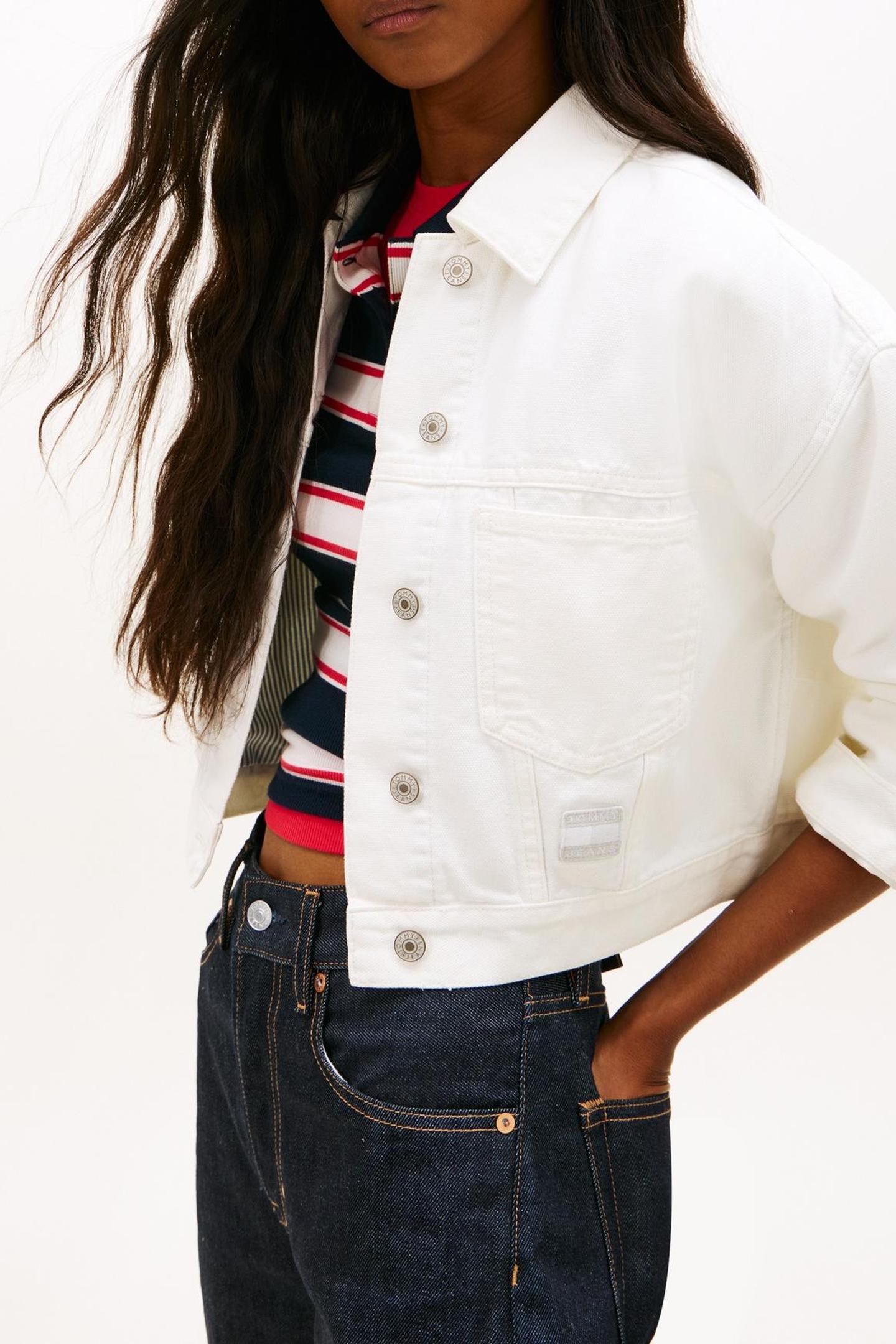 OVERSIZED CROP TRUCKER JACKET DENIM WHITE 5