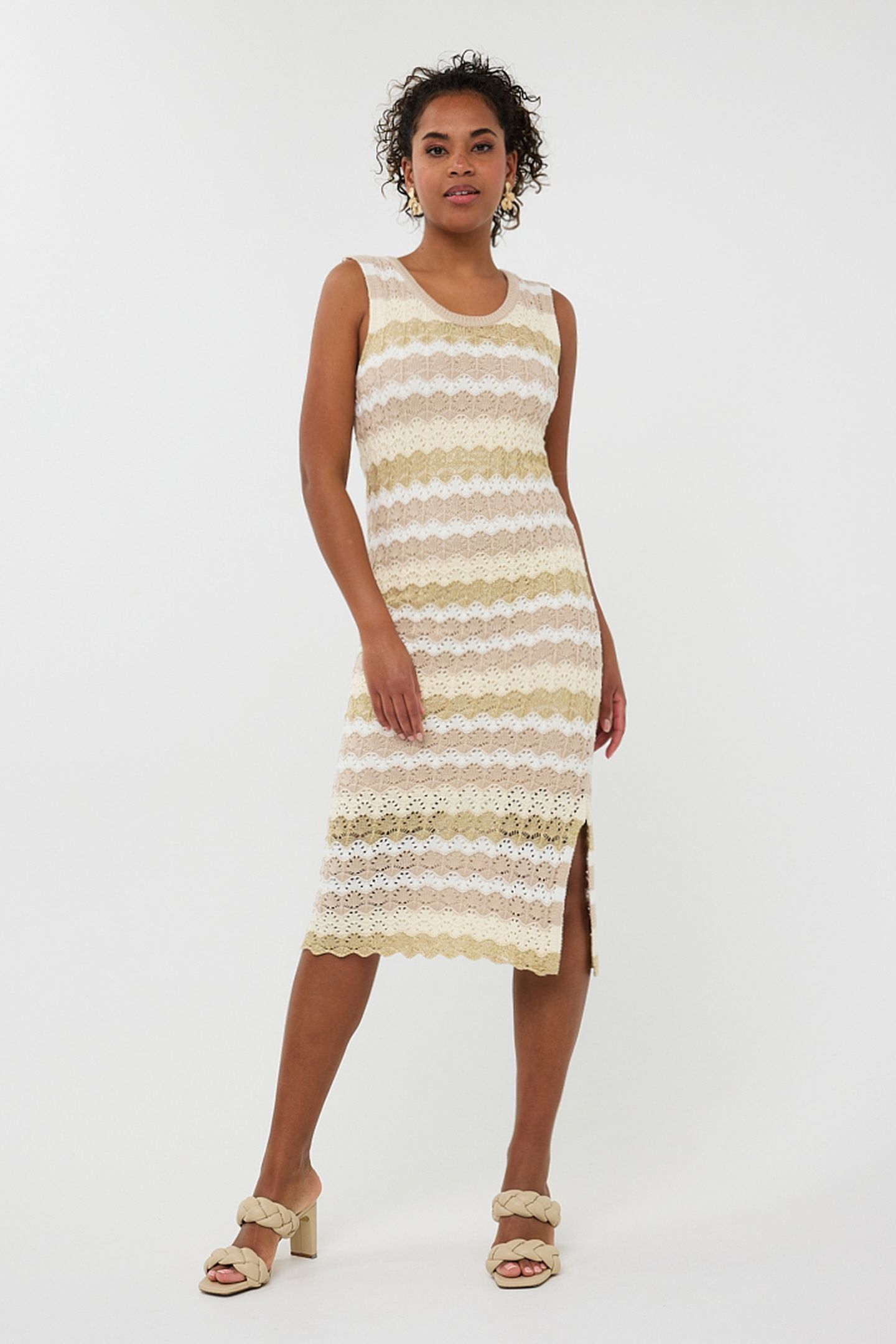DRESS AJOUR STRIPE KNIT PRINT 2