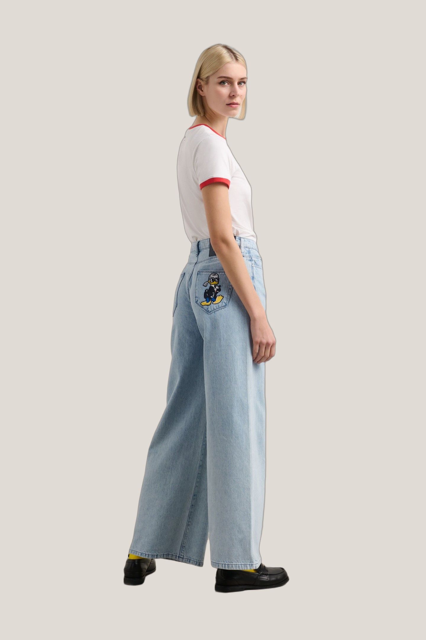 DISNEY WIDE LEG DENIM PANTS LIGHT BLUE DENIM 3