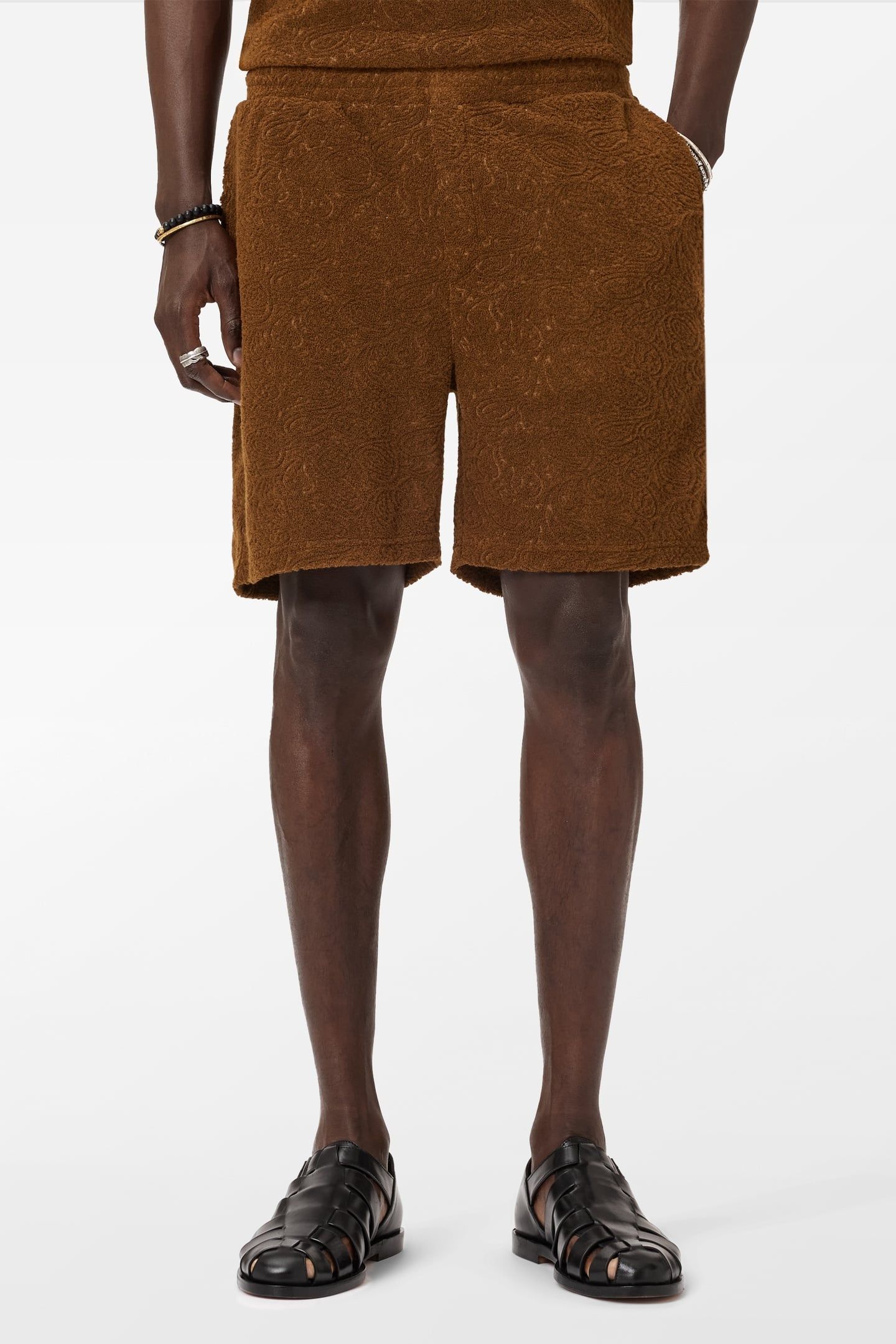 YEAGER TEXTURE TERRY TOWEL SHORTS SIENNA BROWN 1