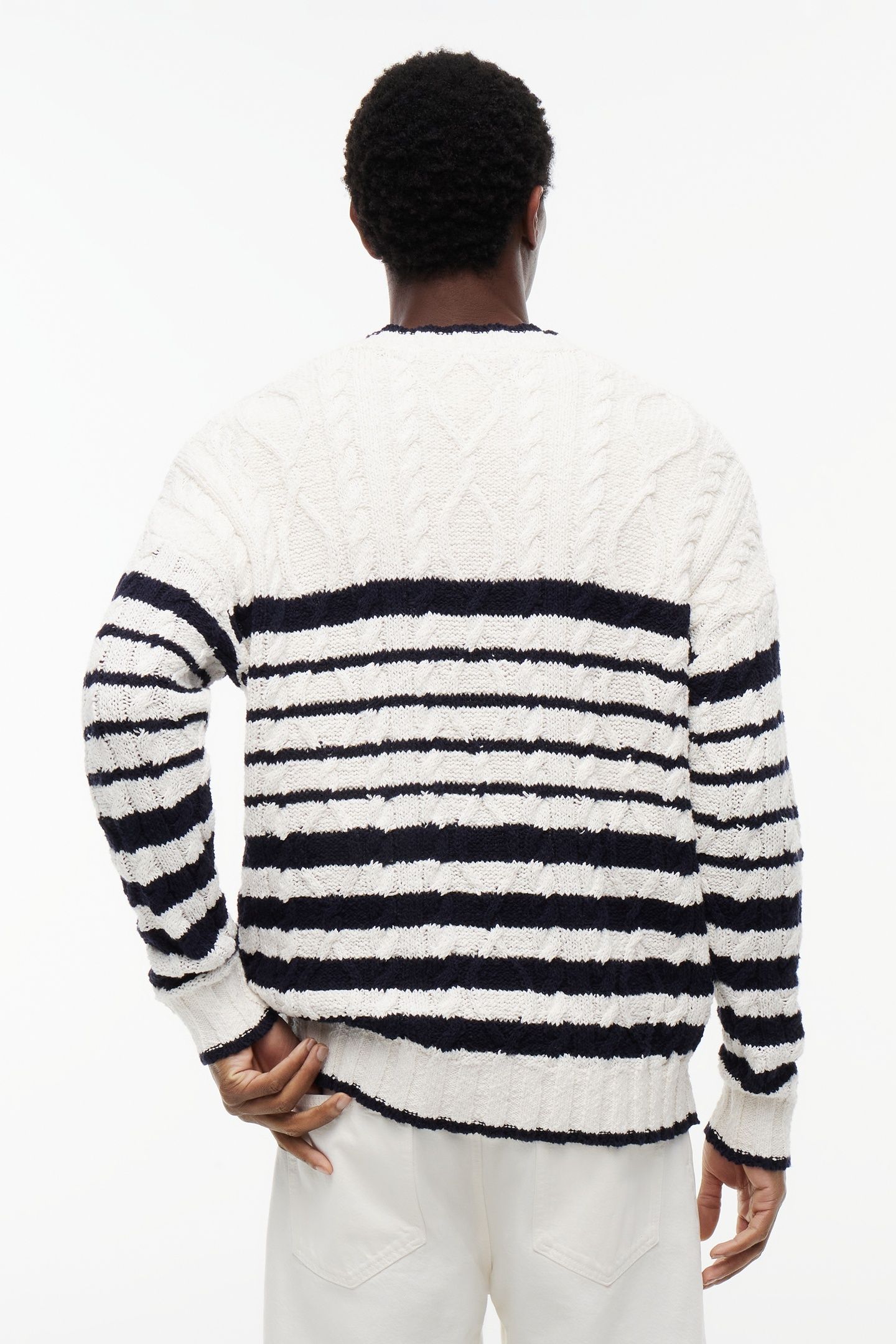 BRETON FLAG CABLE SWEATER IVORY/DESERT SKY/RED 3