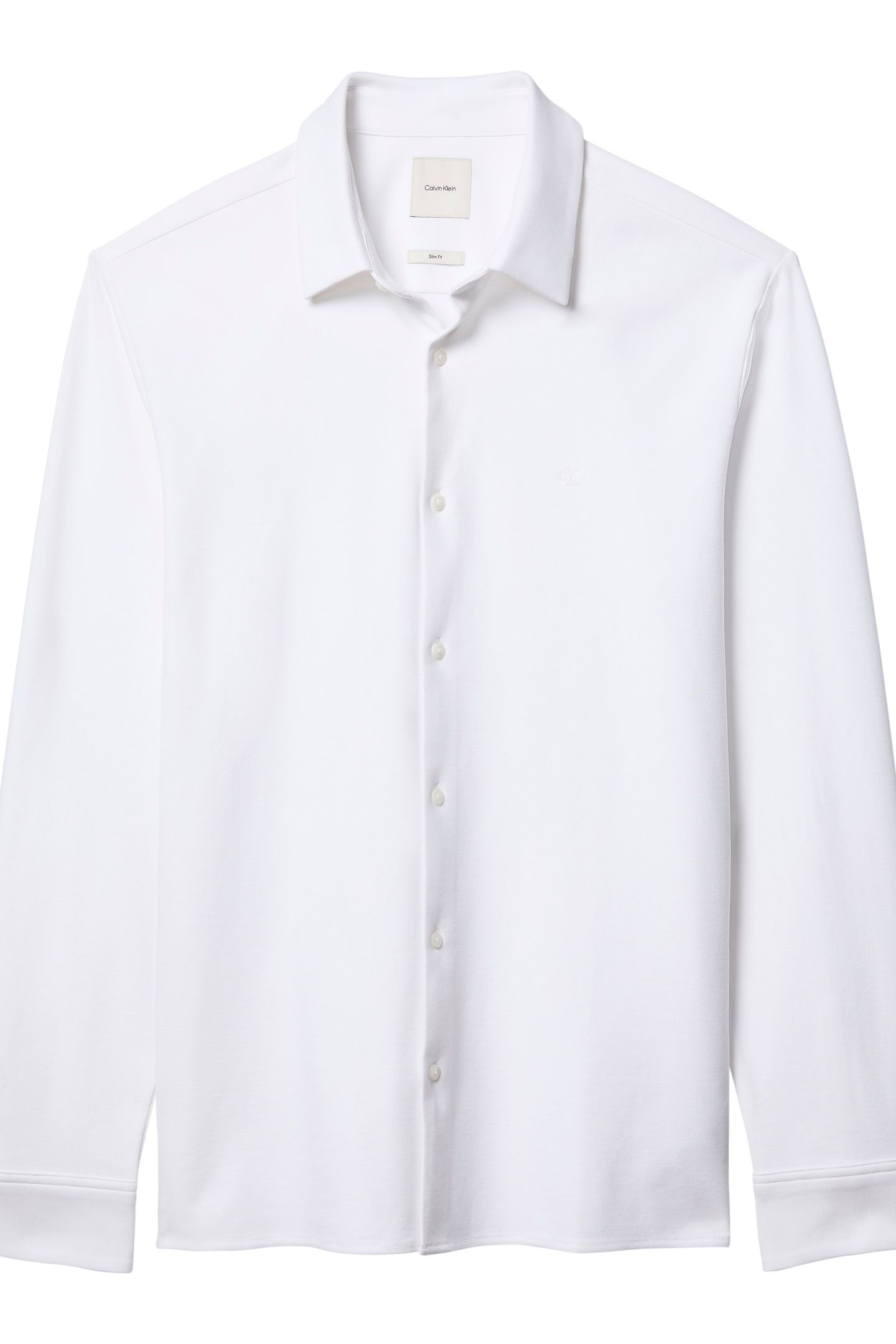 LS CASUAL PIQUE SLIM SHIRT BRILLIANT WHITE 5