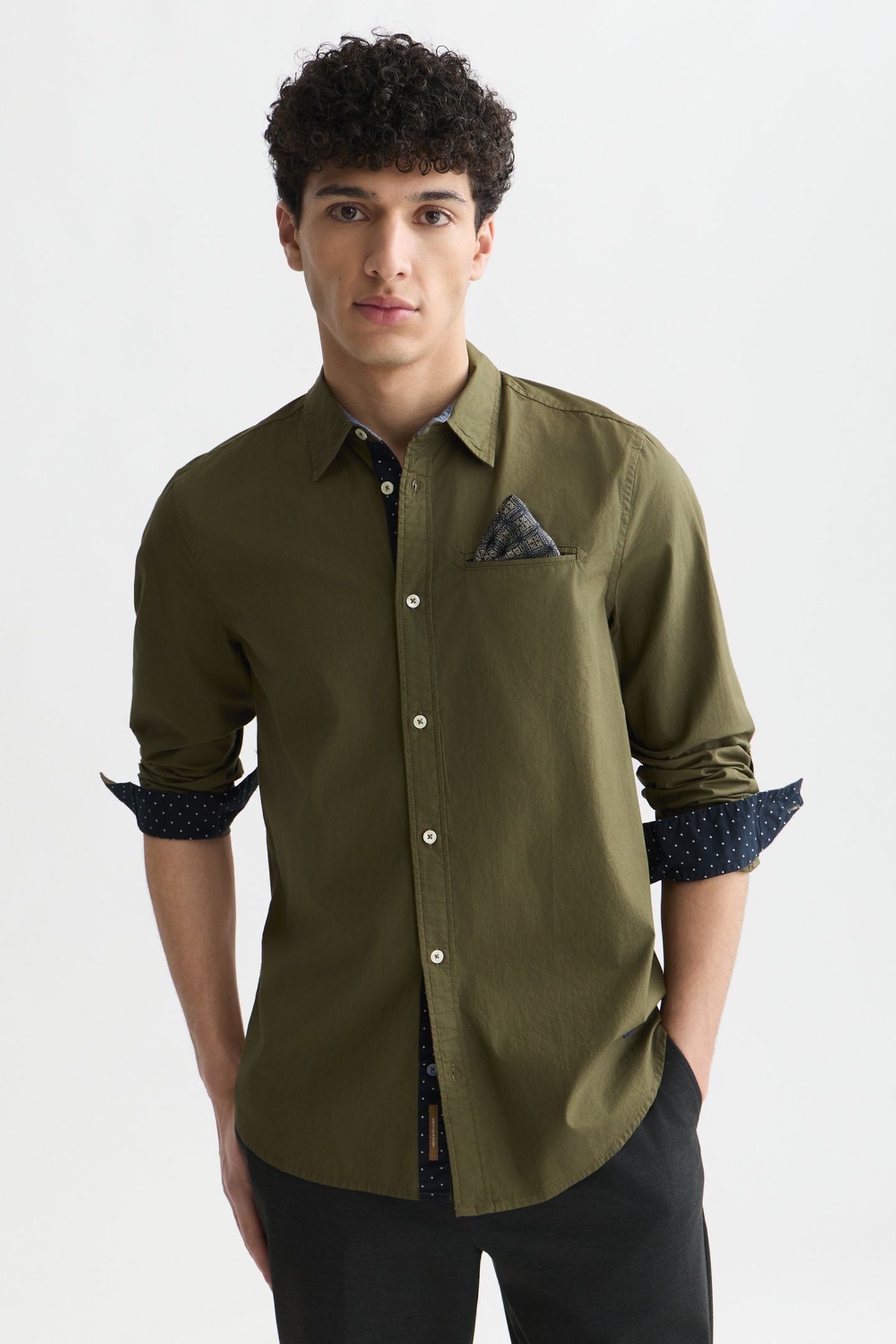 COTTON POPLIN REGULAR-FIT SHIRT OLIVE NIGHT 1