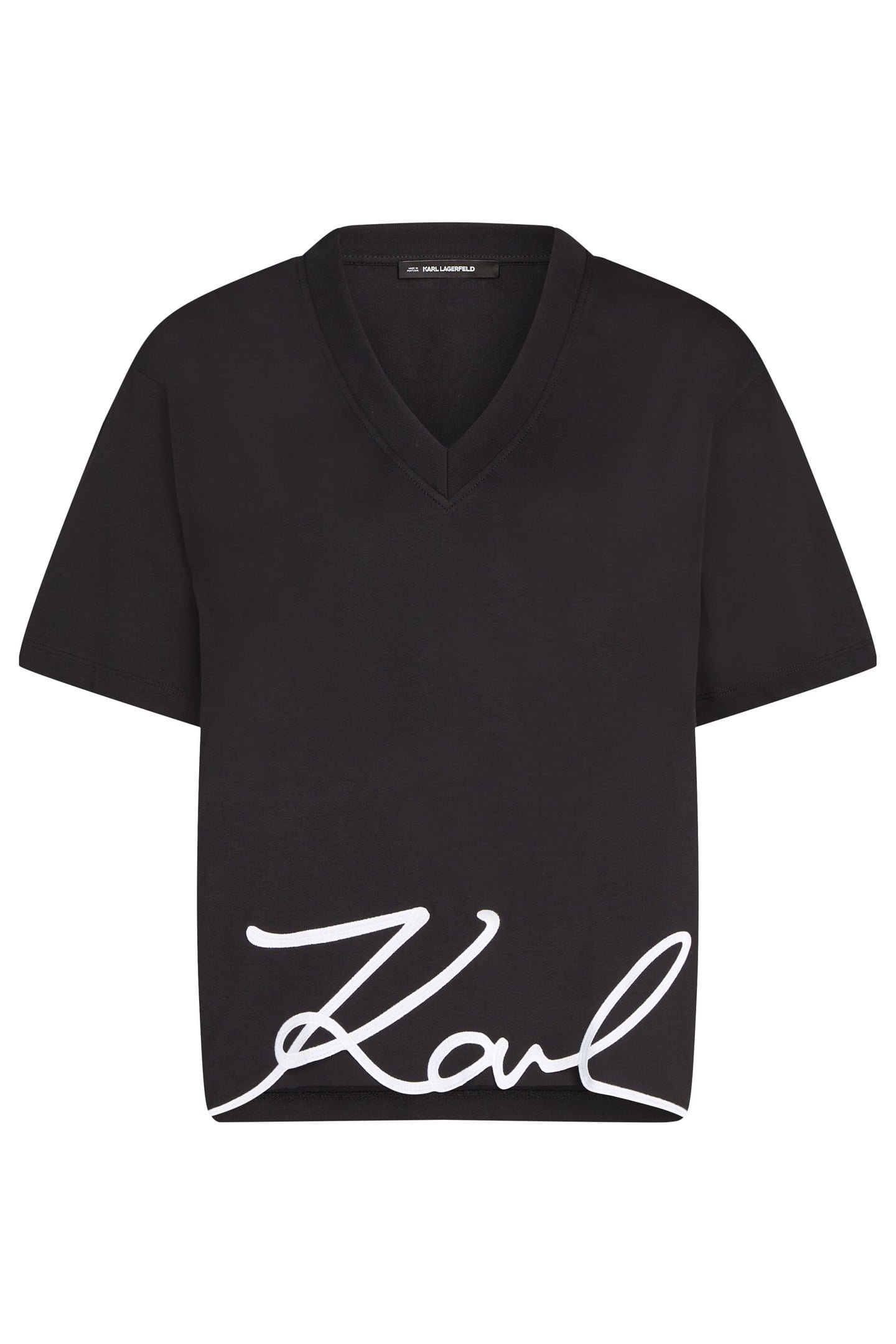KARL SIGNATURE HEM V-NECK TSHIRT BLACK 6