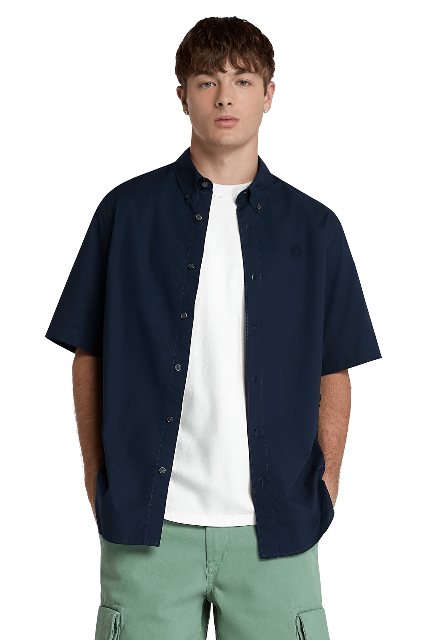 SHORT SLEEVE STRETCH POPLIN SHIRT NAVY 2
