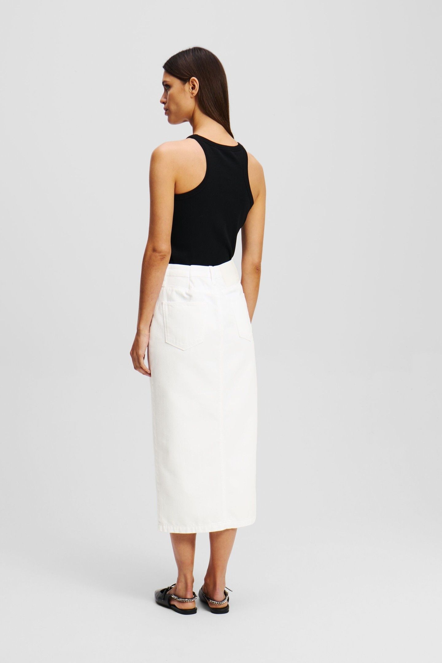 BUTTON WHITE DENIM SKIRT WHITE DENIM 2