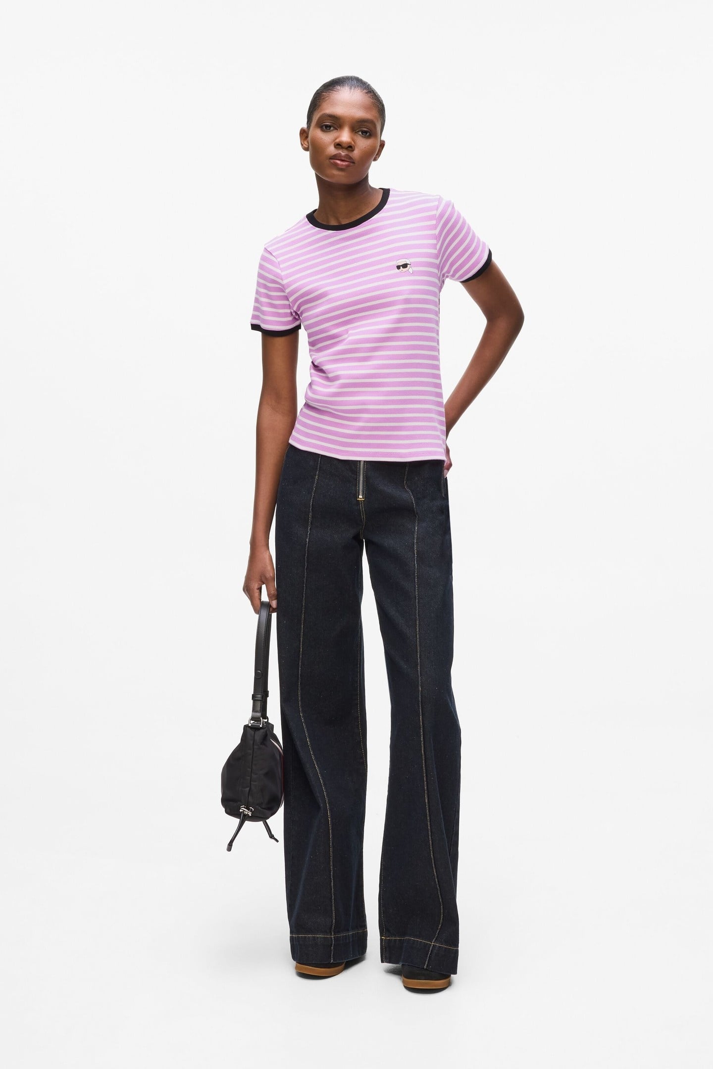 IKON PATCH STRIPED RIB TSHIRT OPERAMAUVE-CANNOLI 3
