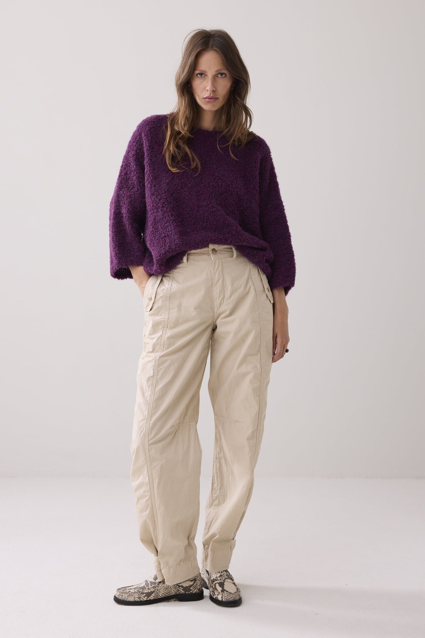 SWEATER SOFT BOUCLE KNIT WINEBERRY 1