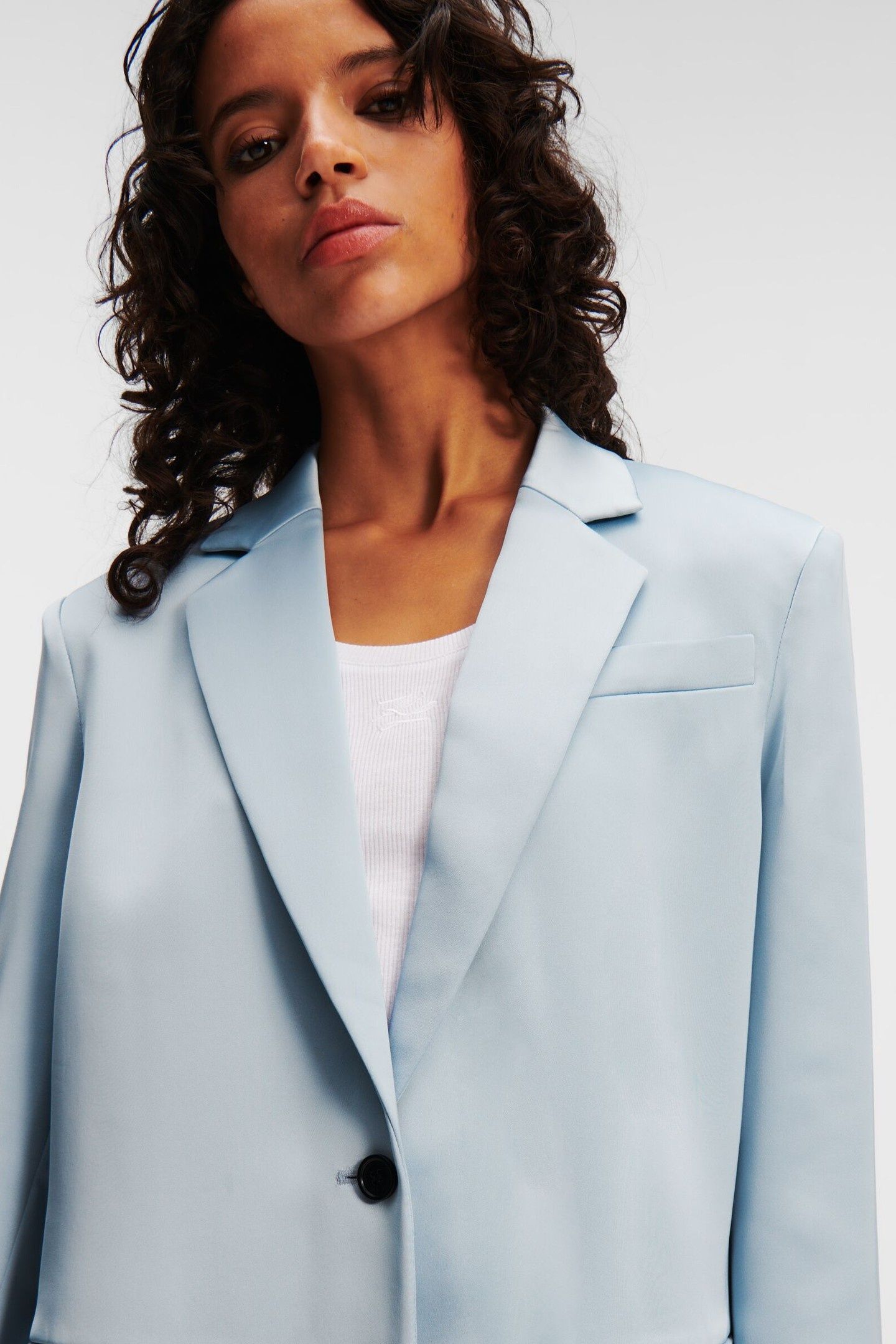 FLUID SATIN TAILORED BLAZER CASHMERE BLUE 3