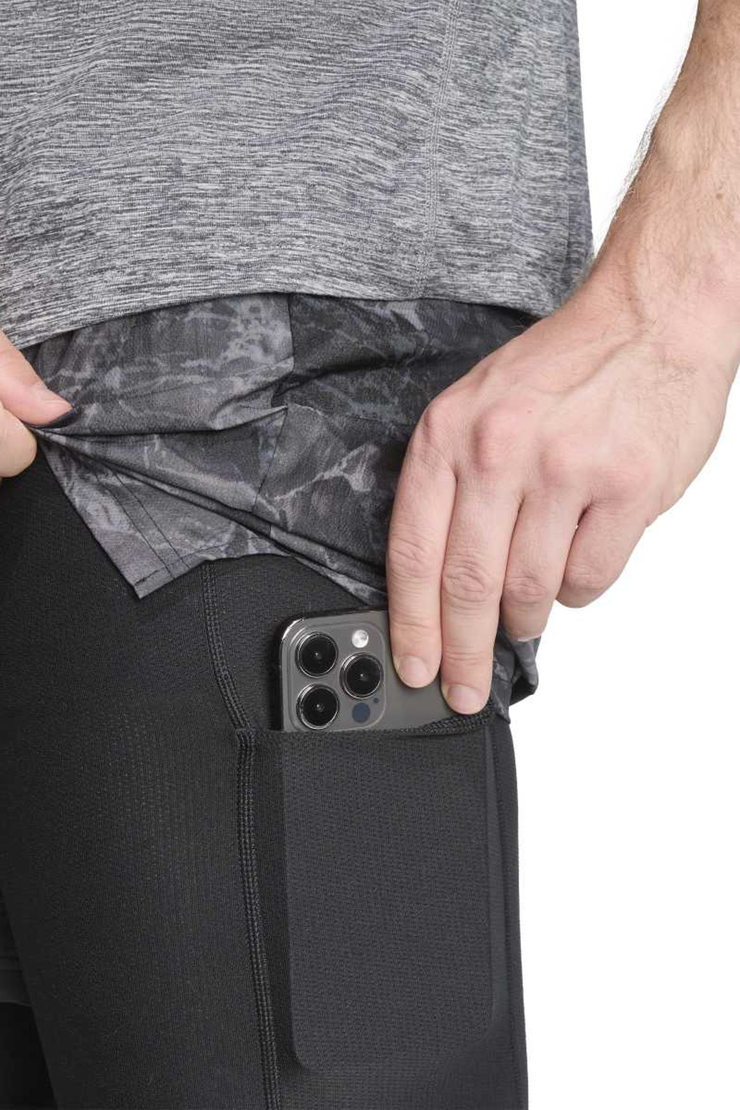 UNISEX PERFORMANCE OWN THE RUN SPRAY DYE 2IN1 SHORT GREY FOU 6