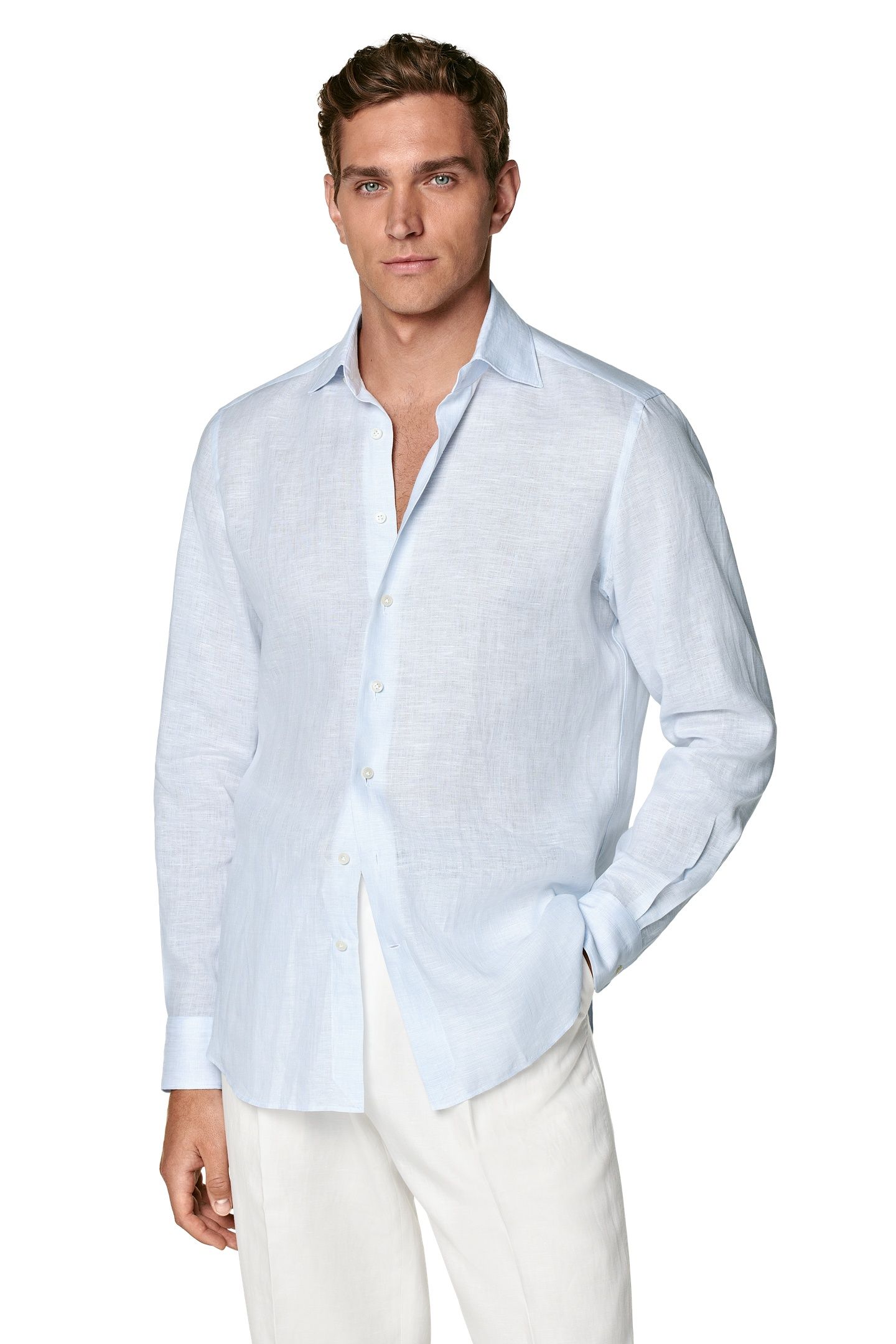 PURE LINEN LIGHT BLUE CASUAL SHIRTS LIGHT BLUE 2