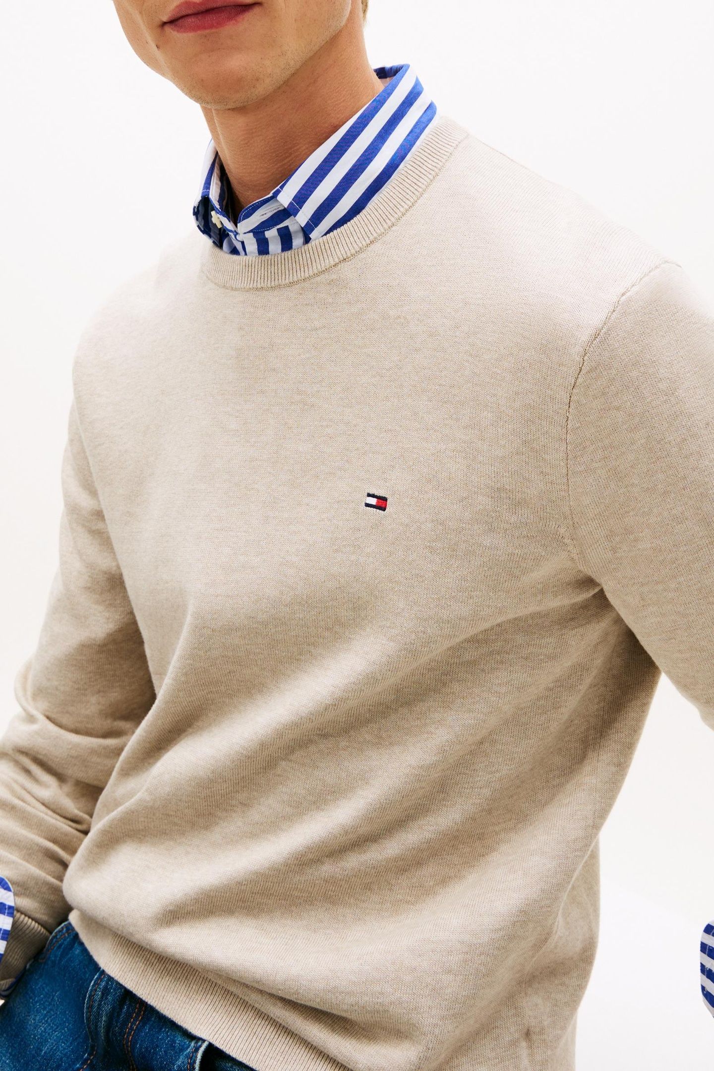 ESSENTIAL SEASONAL COTTON SWEATER SANDALWOOD HEATHER 4