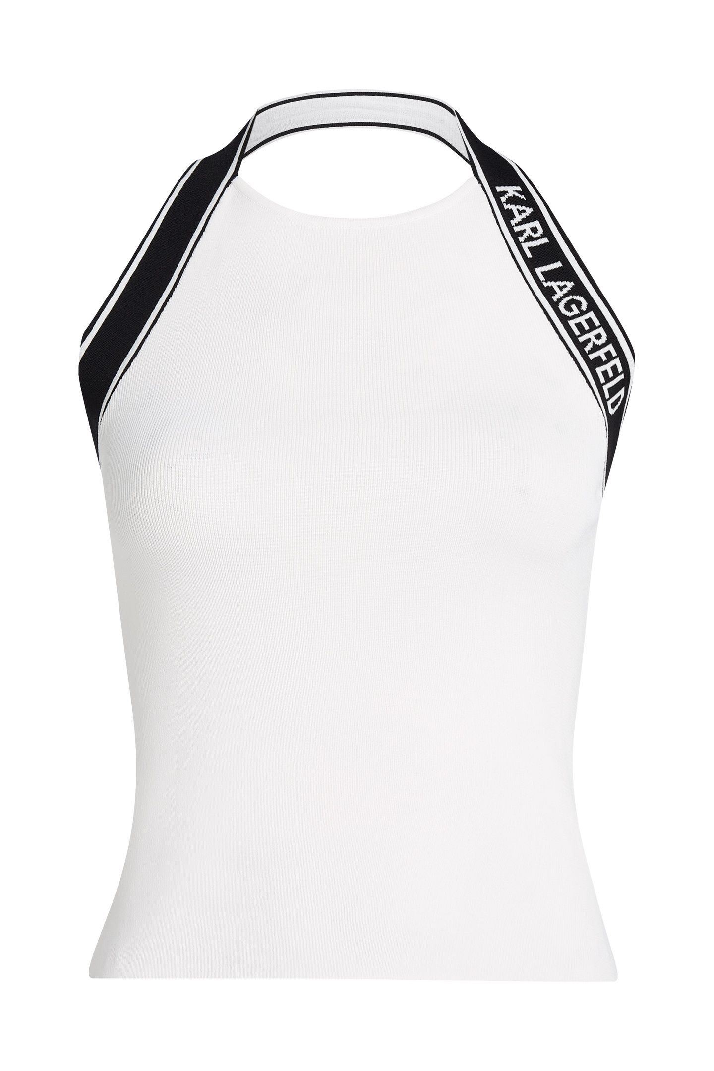 KNIT LOGO HALTER TOP WHITE/BLACK 5