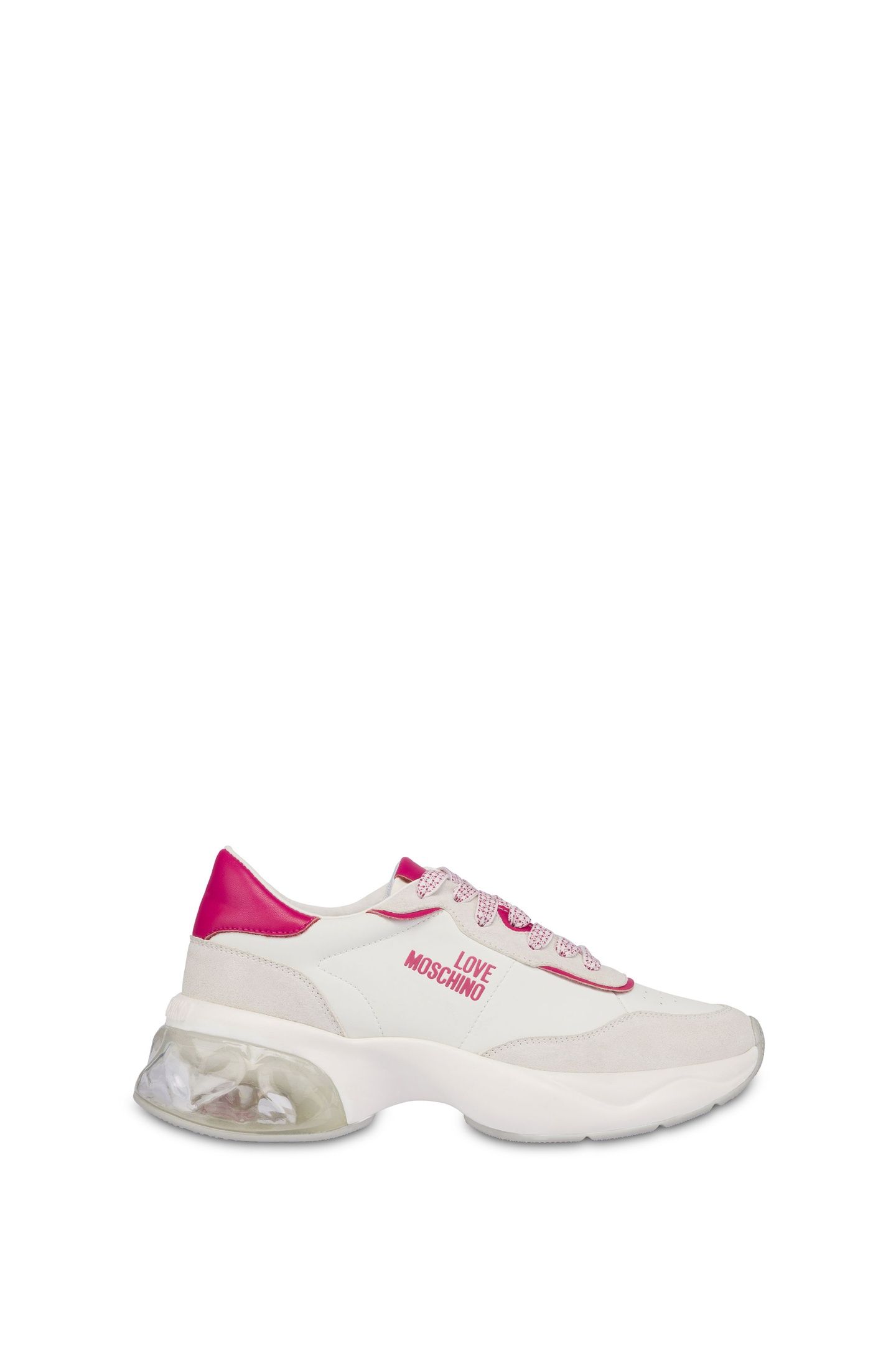 CRYSTAL LOVE CALFSKIN AND SPLIT LEATHER SNEAKERS WHITE 1