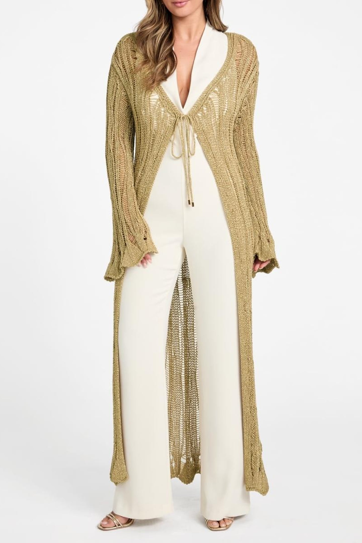 LUCKY LS LONG CARDI ANTIQUE GOLD MULTI 1