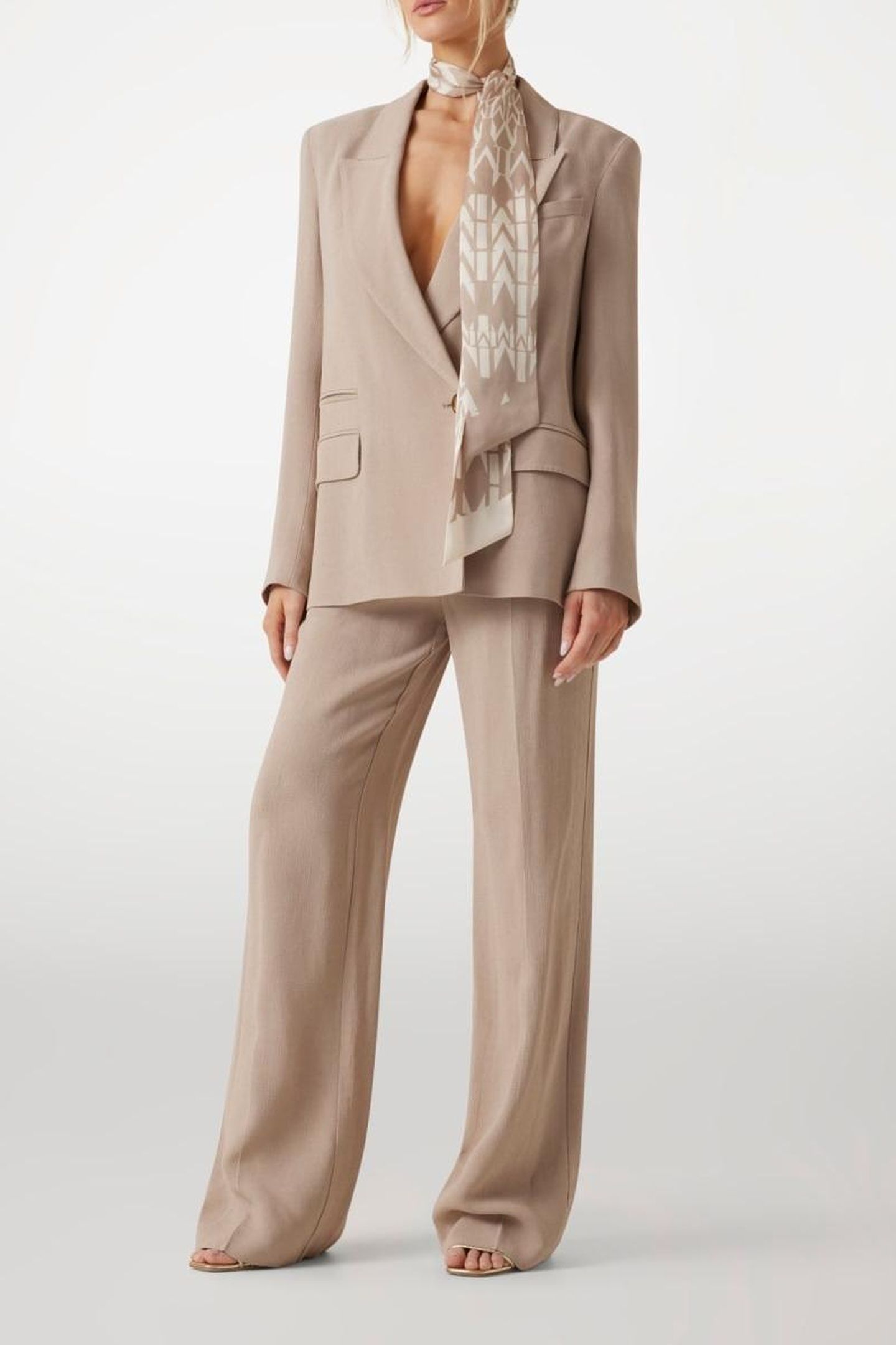 ARIANA DOUBLE BREAST VELVET TAUPE 1