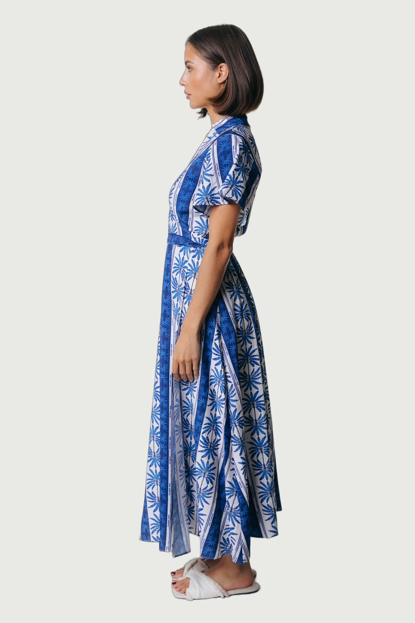 AVA PALM COLLAR REAL WRAP MAXI DRESS SS BRIGHT BLUE 3